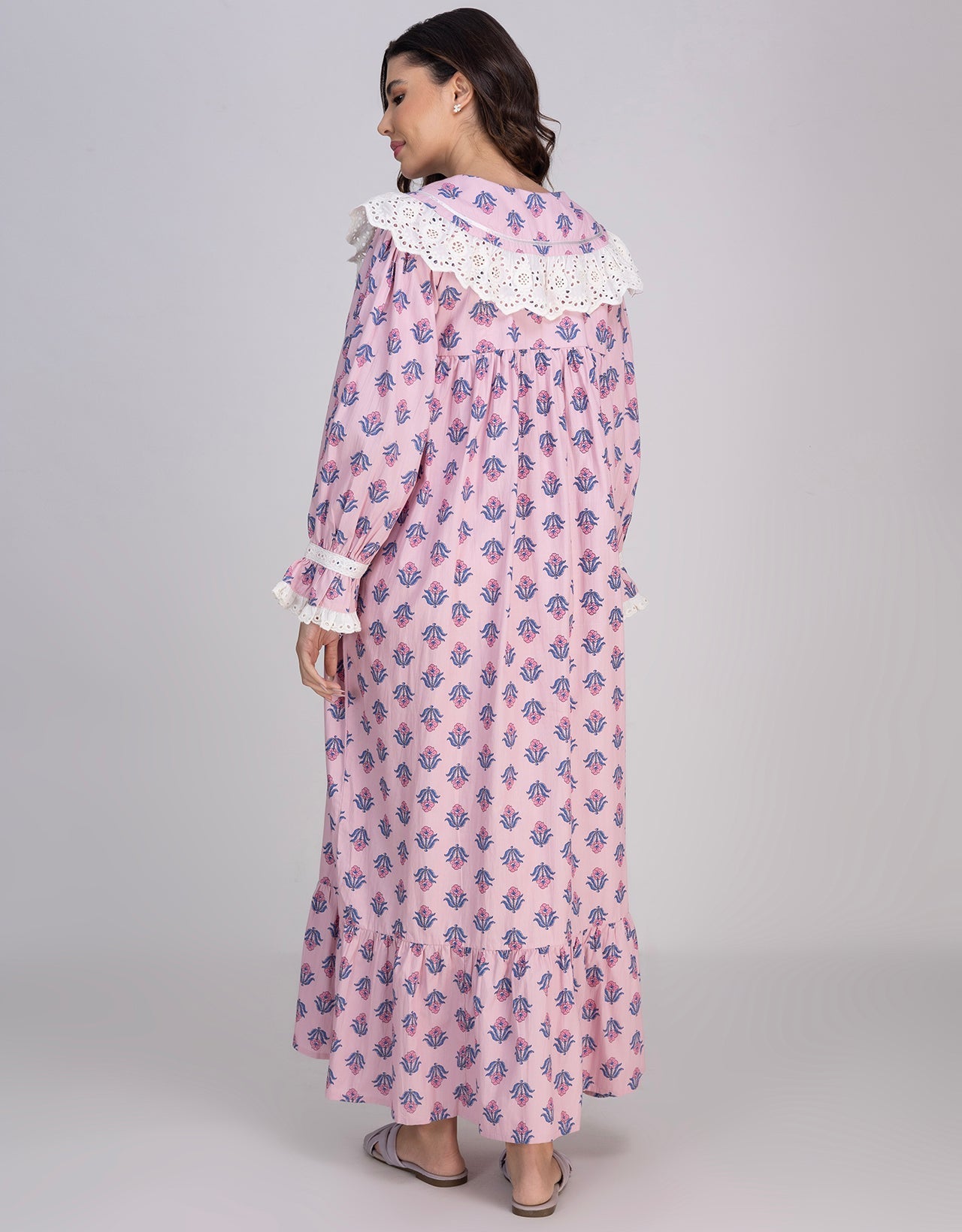 Moomaya Women's Button-Down Long Maxi Lounge Wear Sleepwear