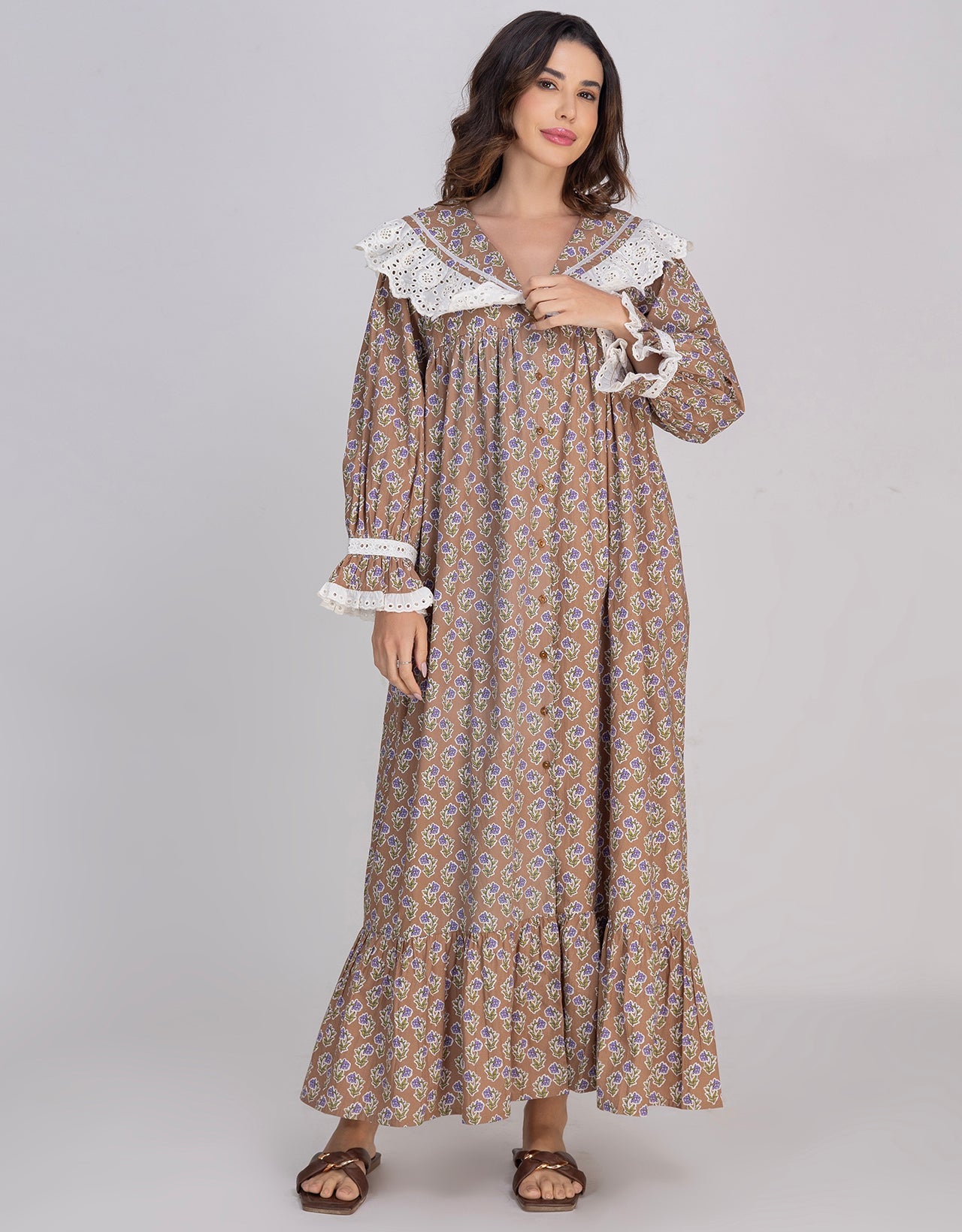 Moomaya Women's Button-Down Long Maxi Lounge Wear Sleepwear