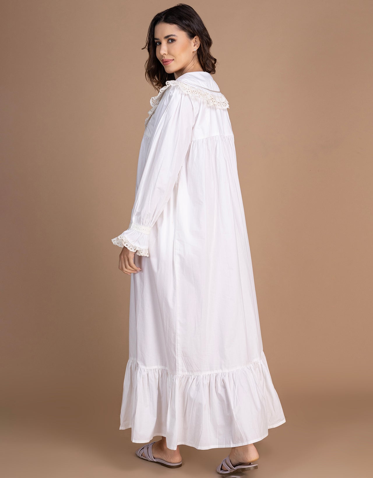 Moomaya Women's Button-Down Long Maxi Lounge Wear Sleepwear