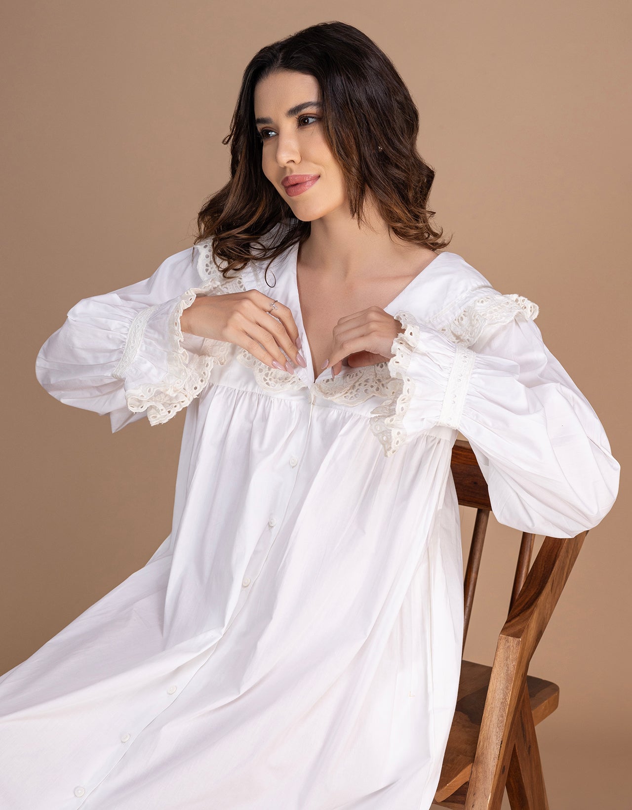 Moomaya Women's Button-Down Long Maxi Lounge Wear Sleepwear