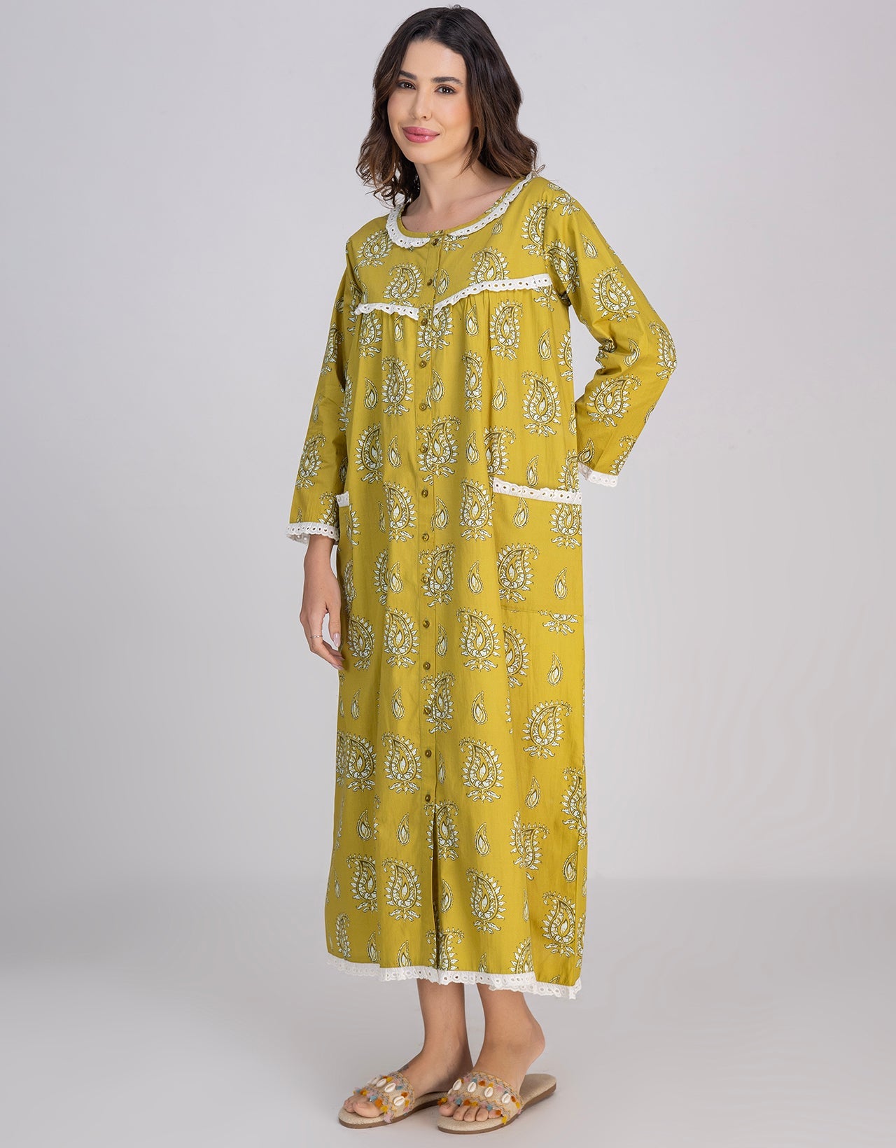 Moomaya Women's Cotton  Printed A-Line Sleepwear Maxi Nightdress