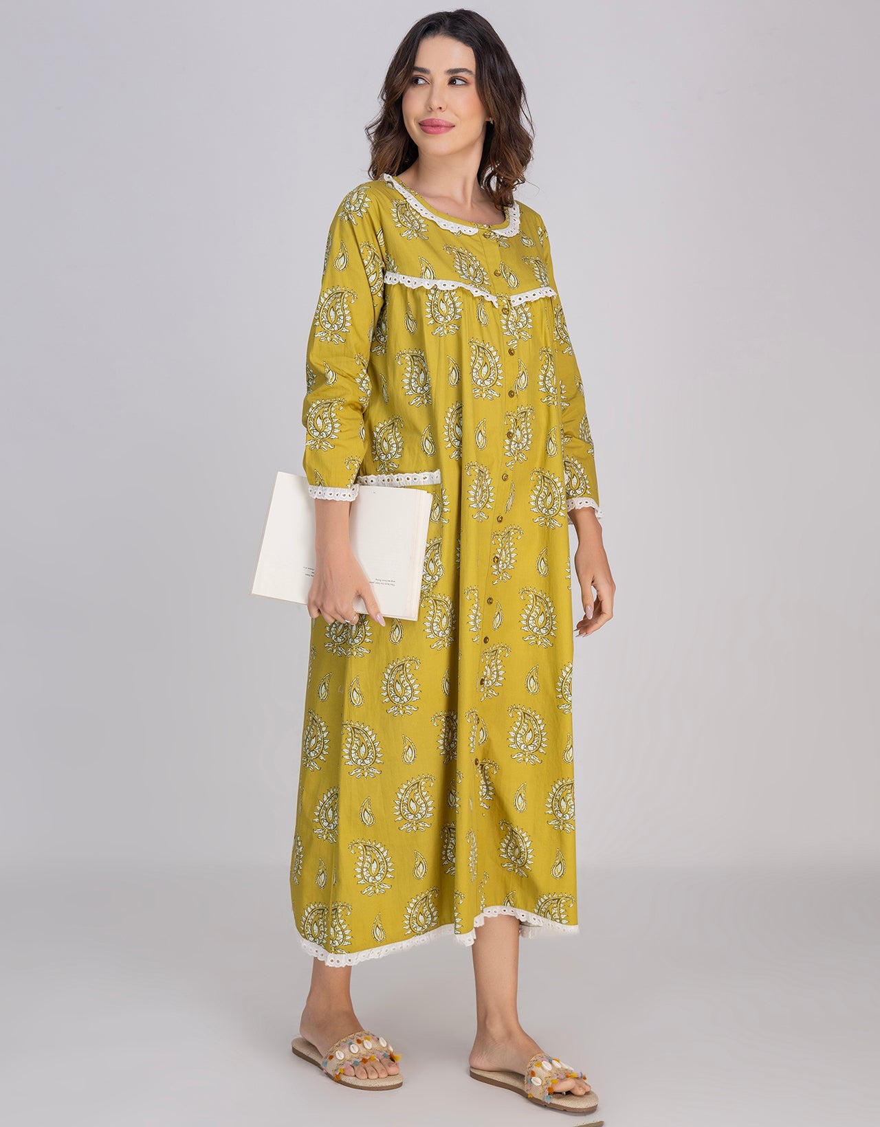 Moomaya Women's Cotton  Printed A-Line Sleepwear Maxi Nightdress