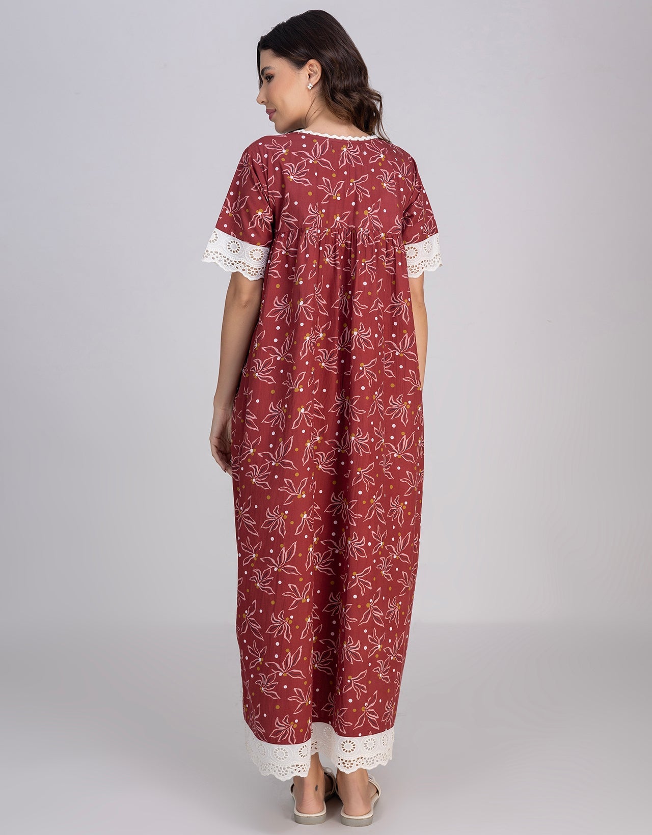 Moomaya Women's Printed Cotton Maxi Nightdress, Soft & Breathable Sleepwear
