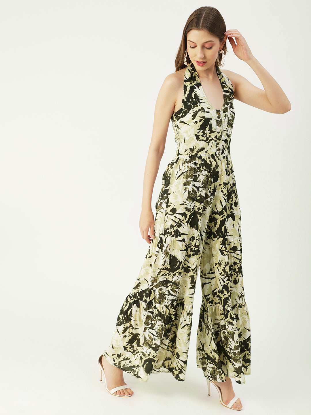Printed Jumpsuit, Halter Neck