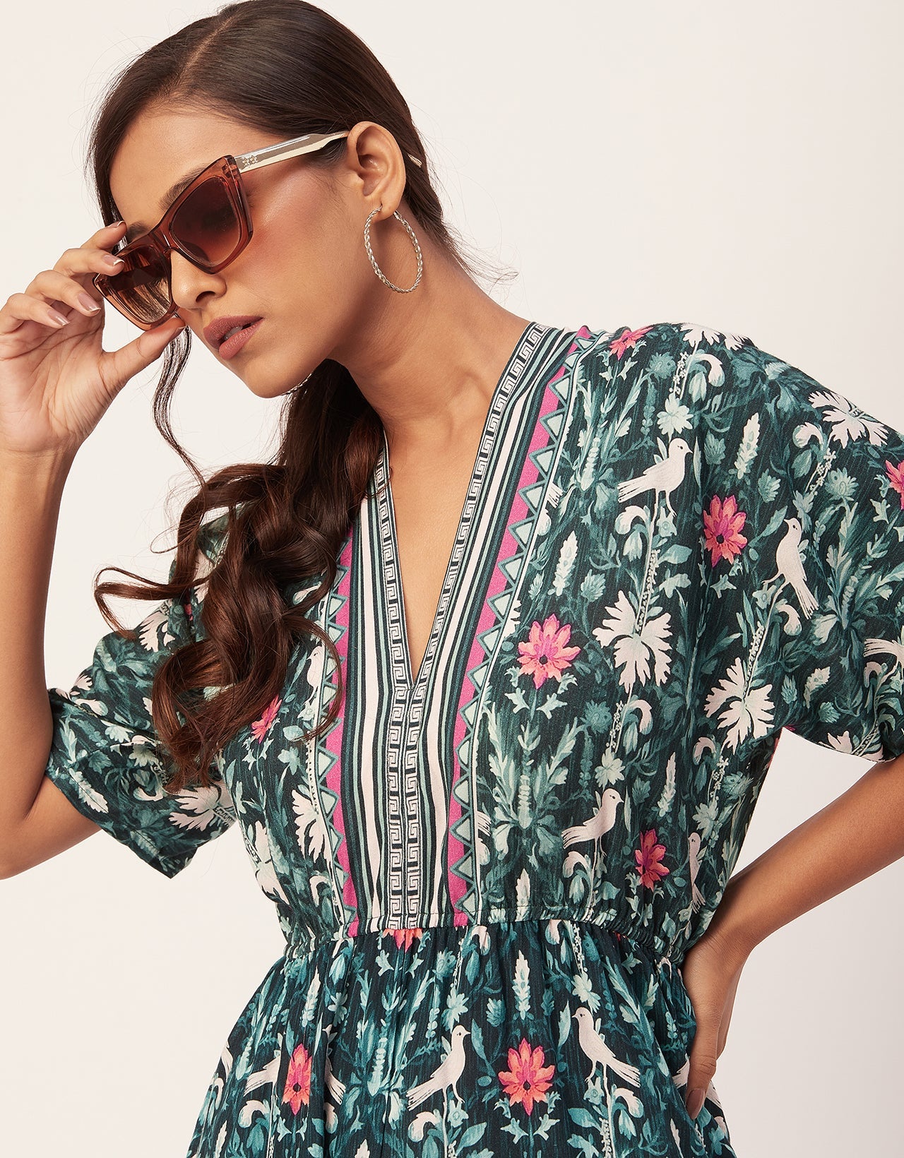 Printed Jumpsuit, V-Neck
