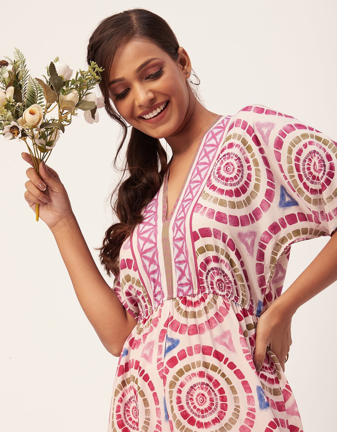 Printed Jumpsuit, V-Neck