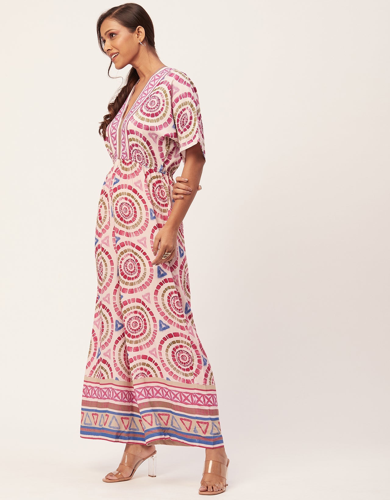 Printed Jumpsuit, V-Neck