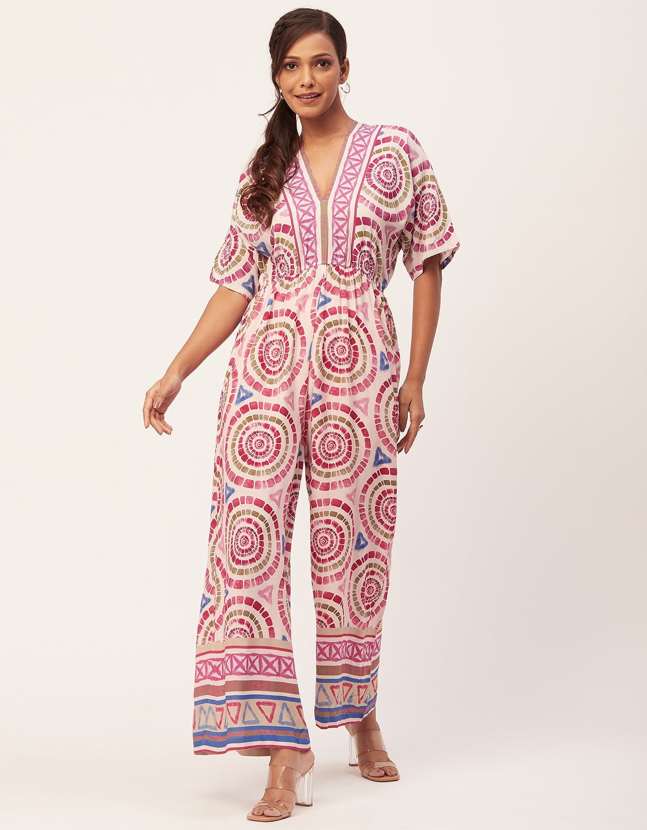 Printed Jumpsuit, V-Neck