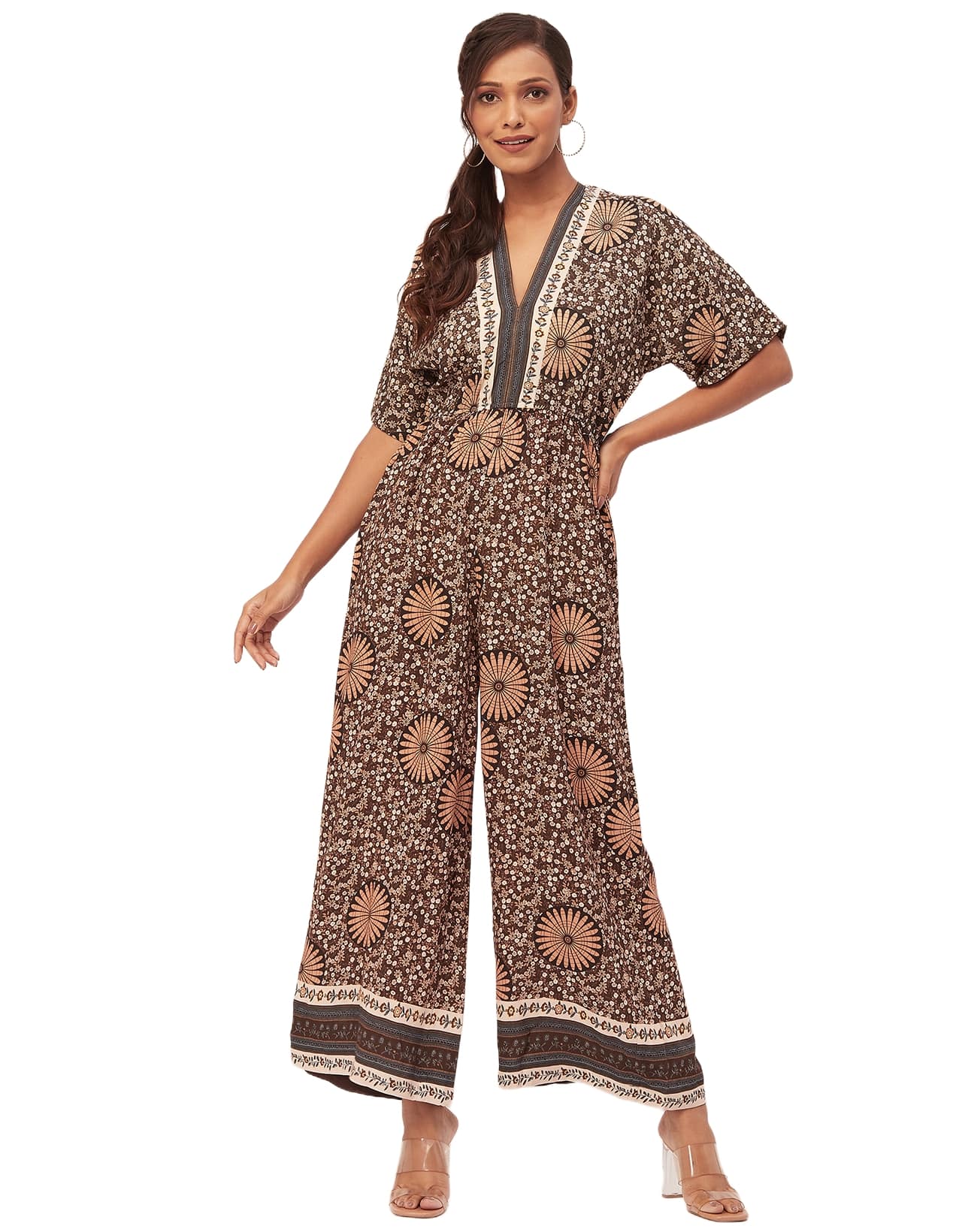 Printed Jumpsuit, V-Neck