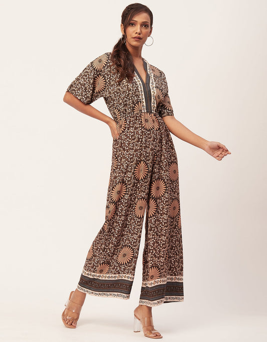 Printed Jumpsuit, V-Neck