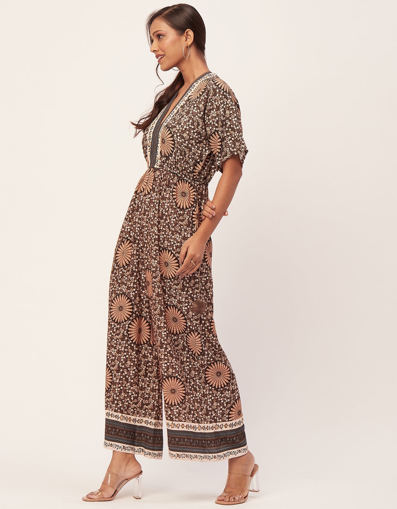 Printed Jumpsuit, V-Neck