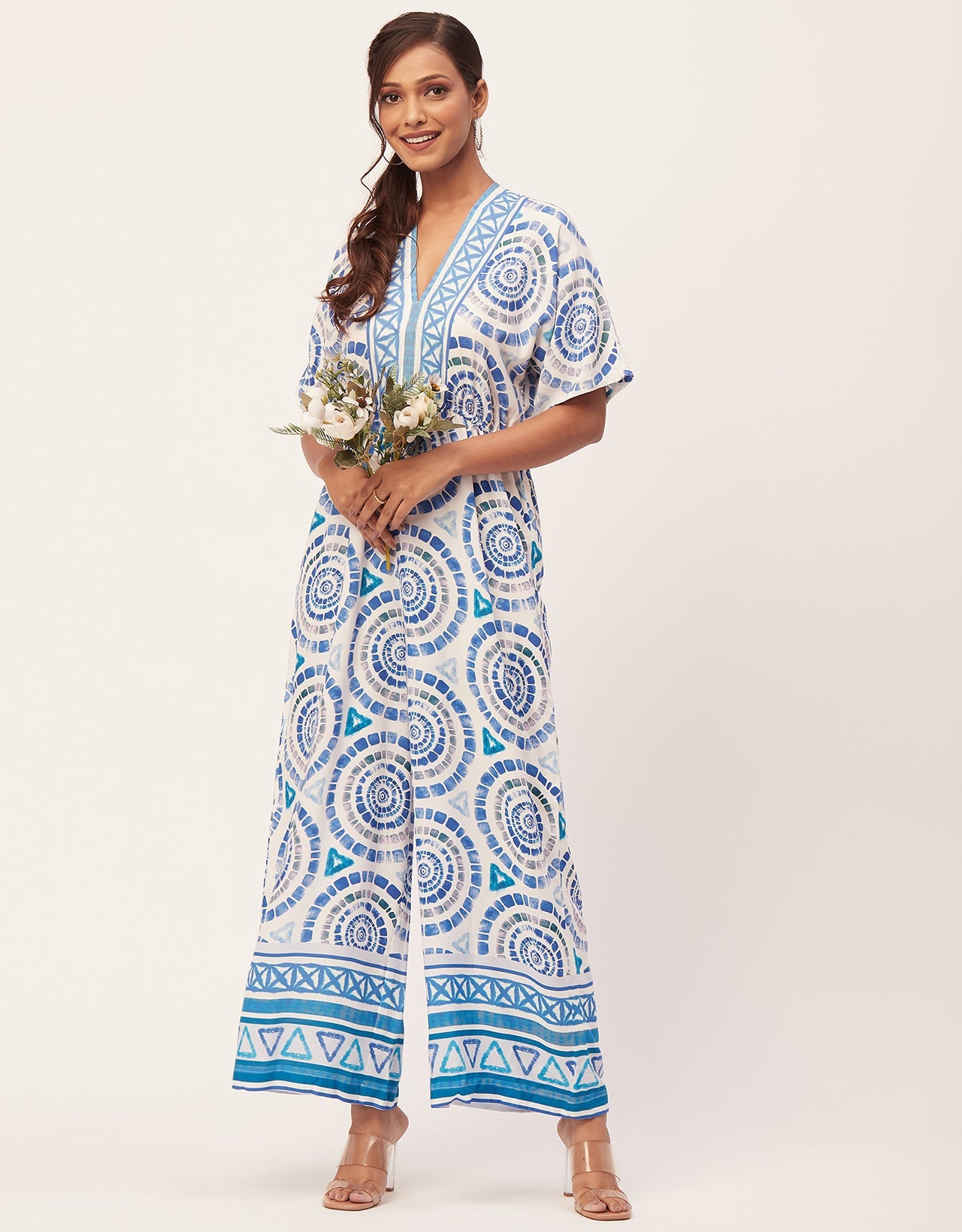 Printed Jumpsuit, V-Neck