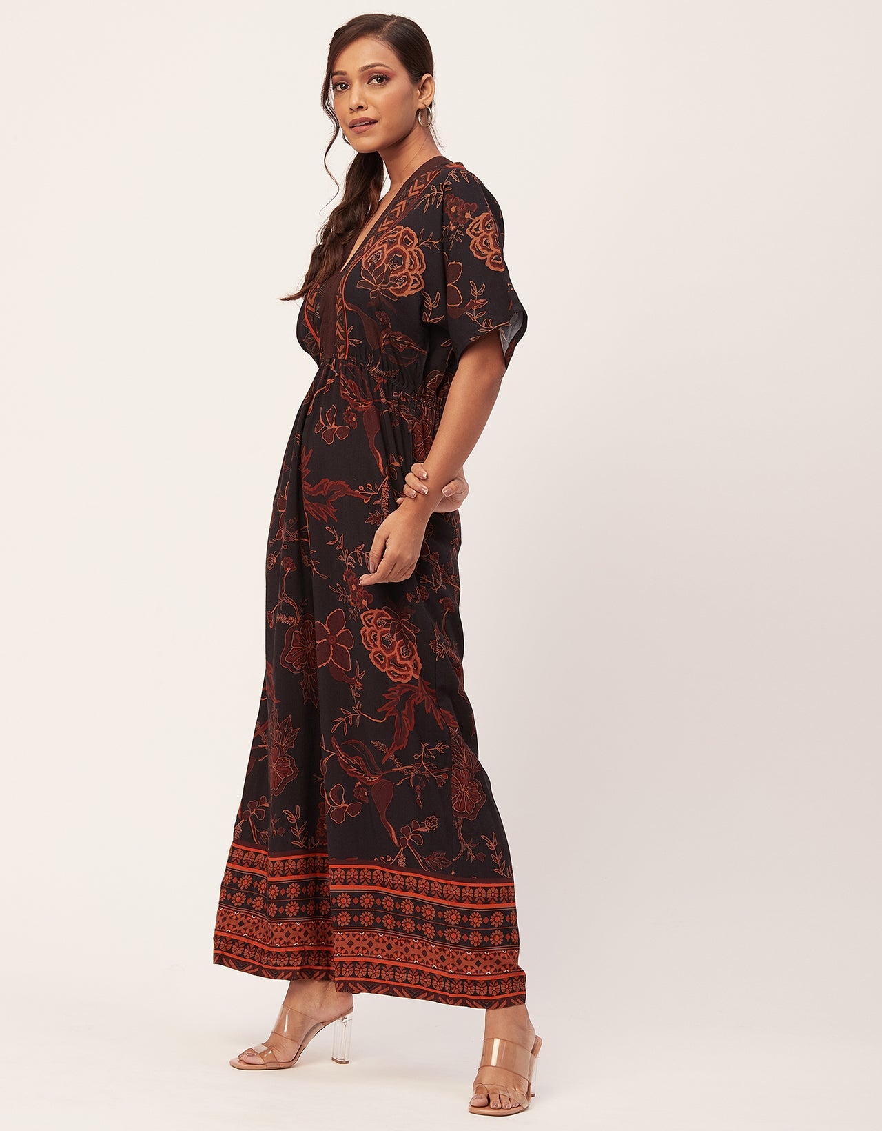 Printed Jumpsuit, V-Neck