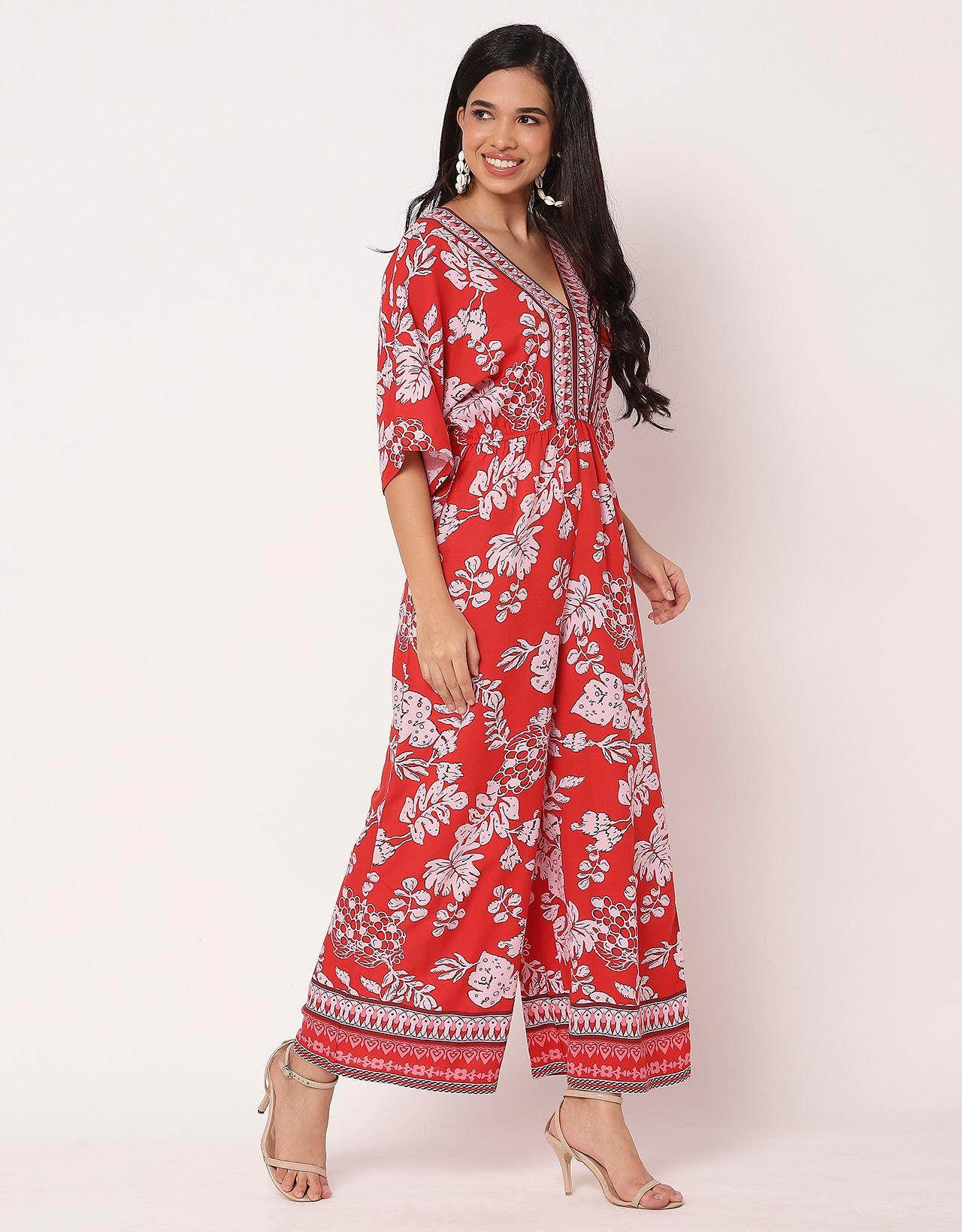 Printed Jumpsuit, V-Neck