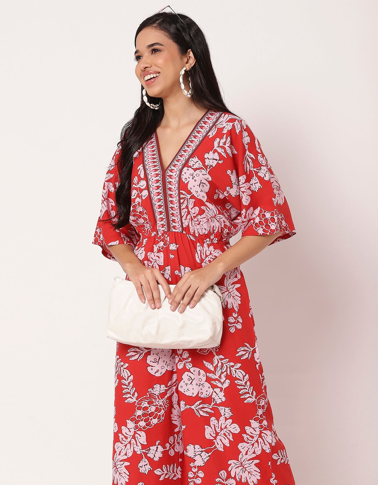 Printed Jumpsuit, V-Neck