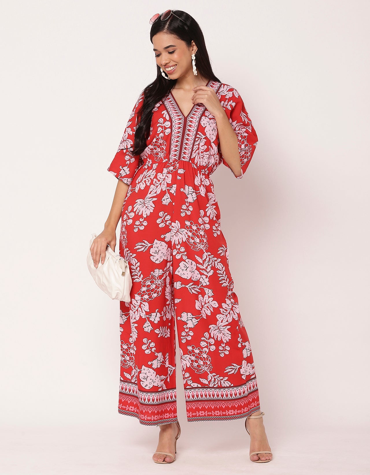 Printed Jumpsuit, V-Neck