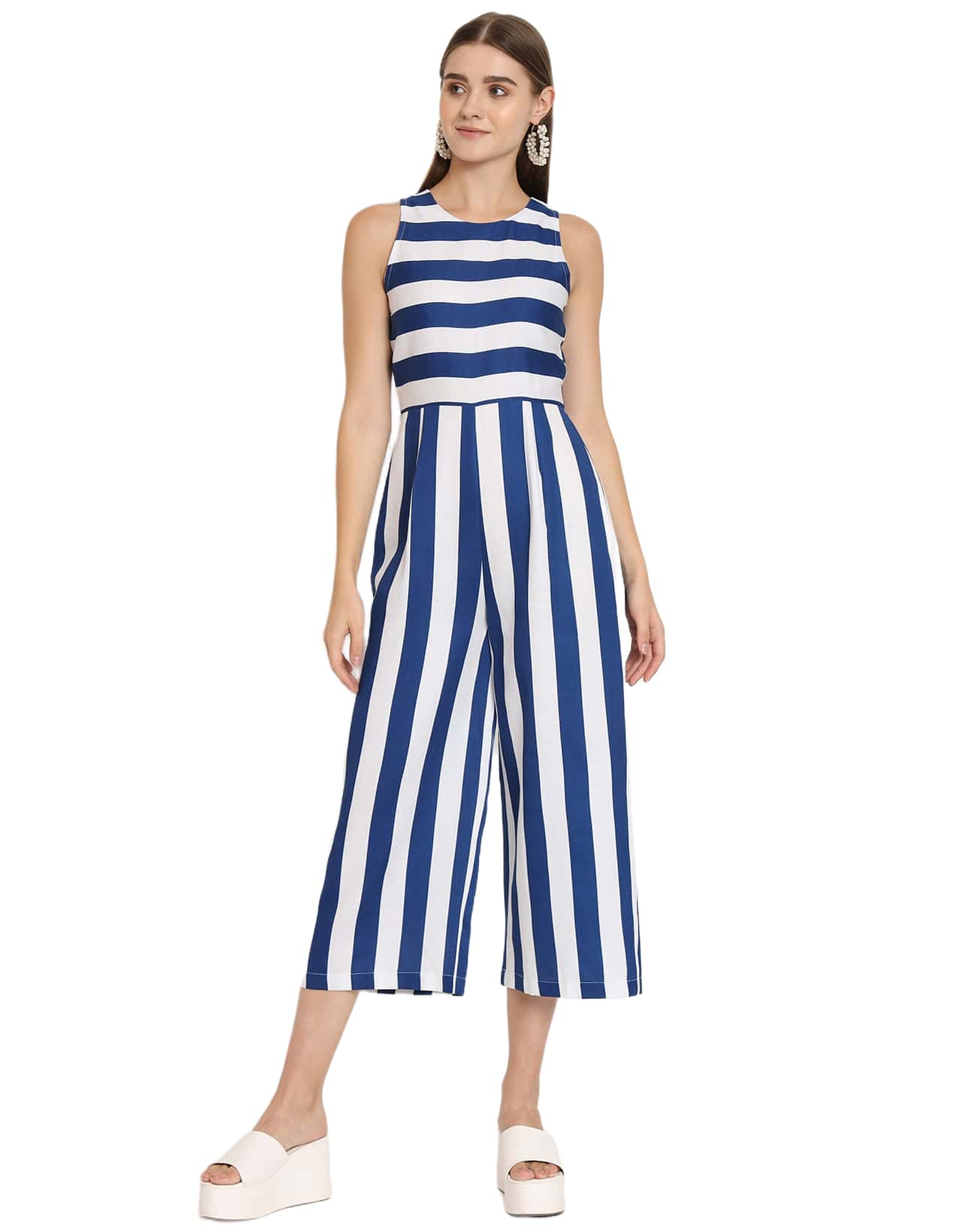 Printed Jumpsuit, Round Neck