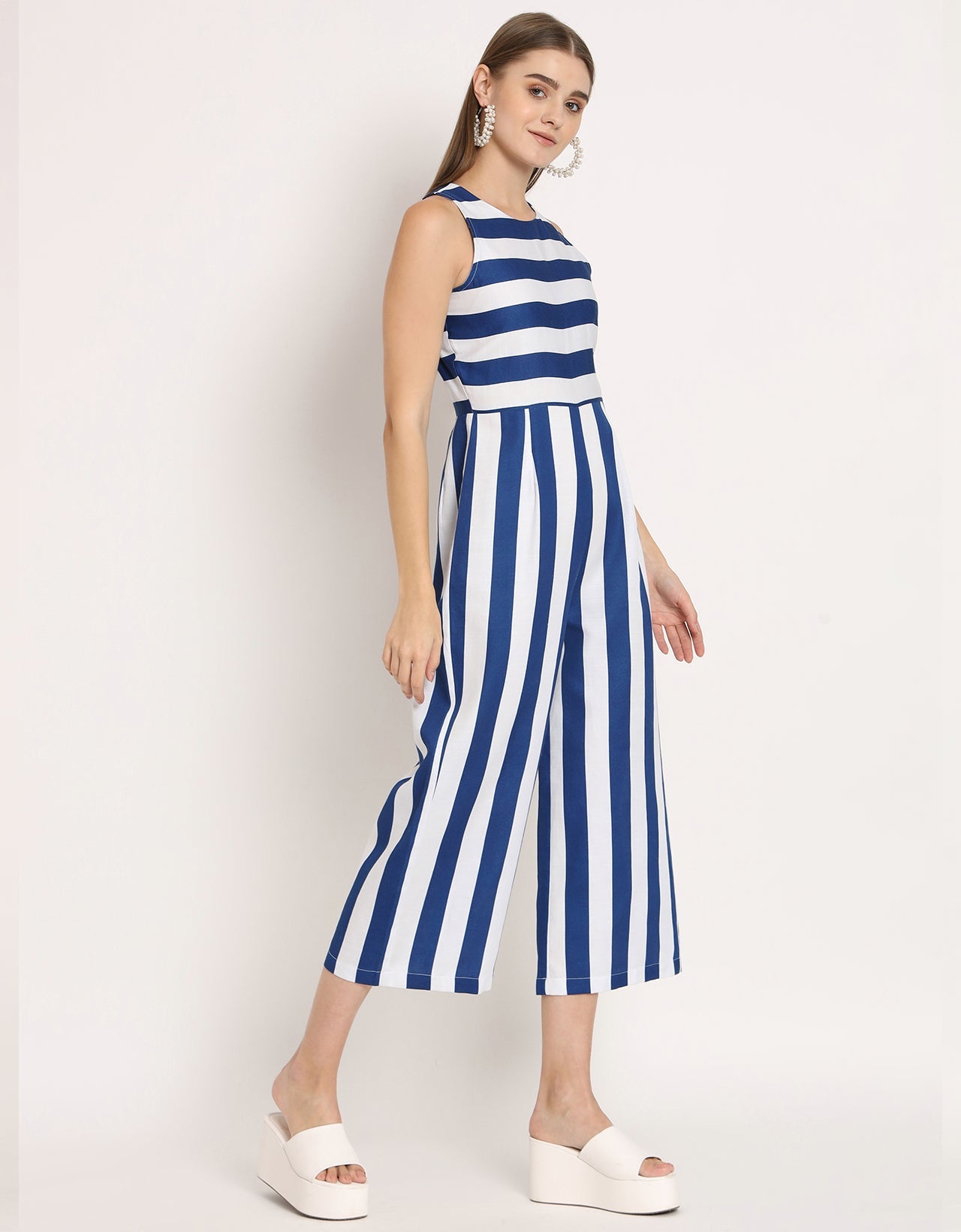 Printed Jumpsuit, Round Neck