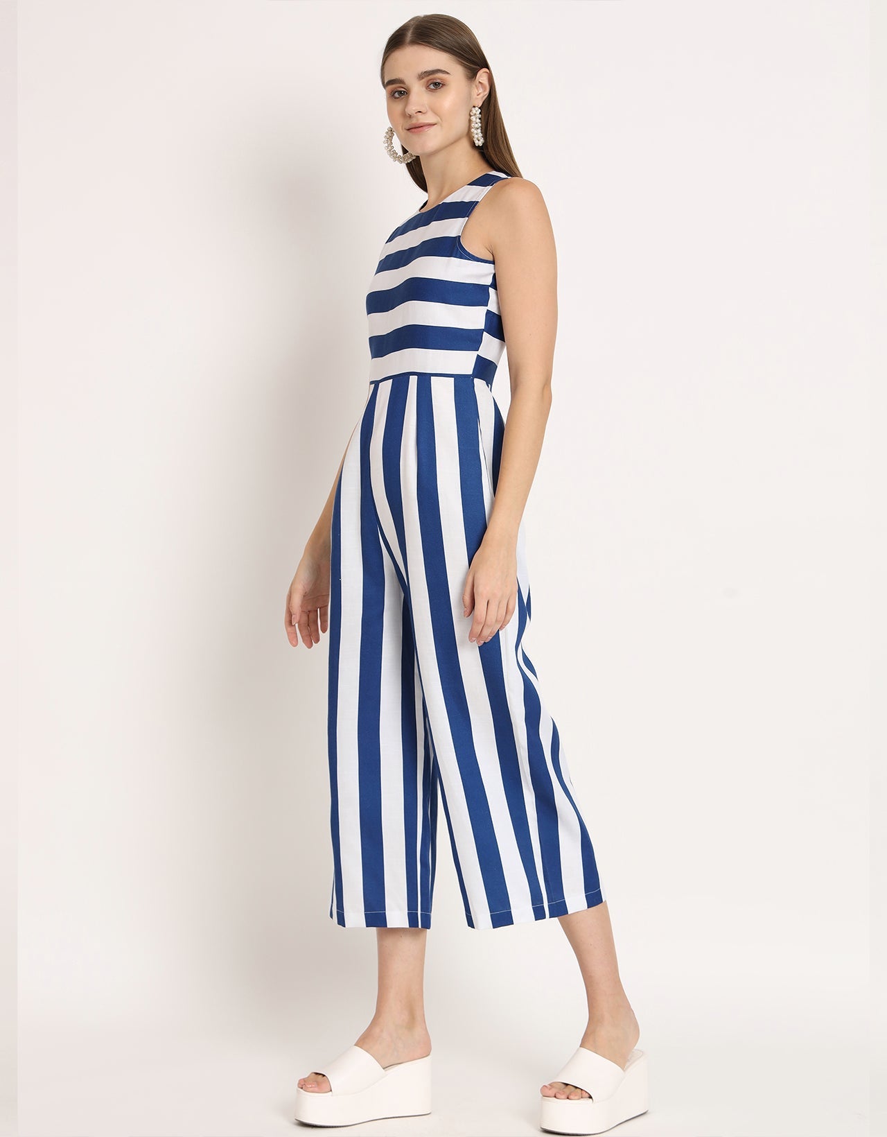 Printed Jumpsuit, Round Neck