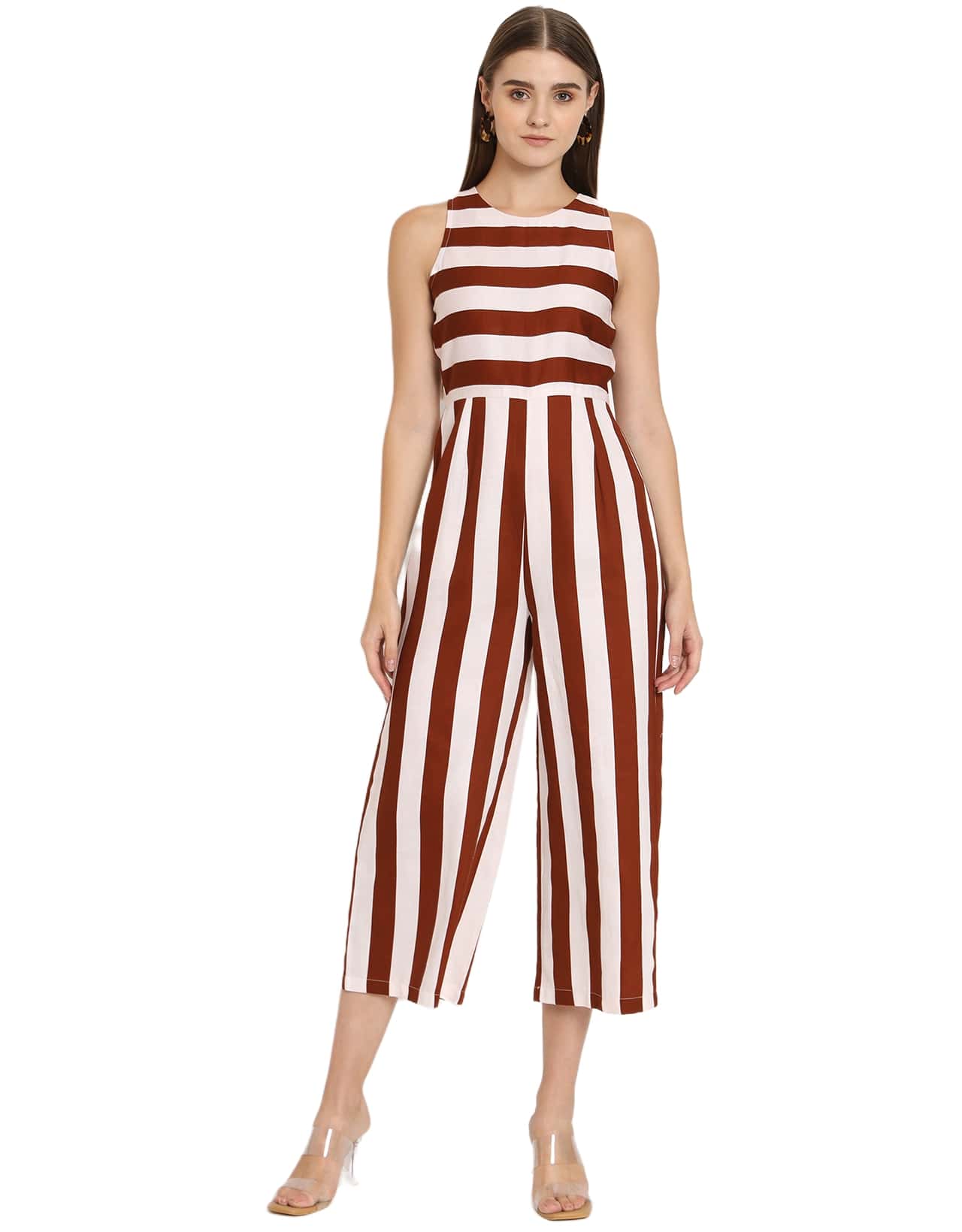 Printed Jumpsuit, Round Neck