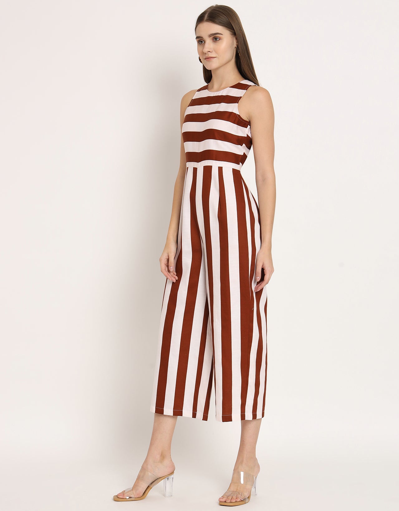 Printed Jumpsuit, Round Neck
