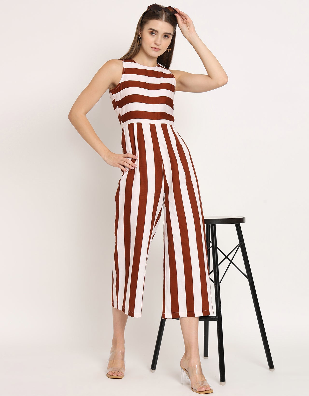 Printed Jumpsuit, Round Neck