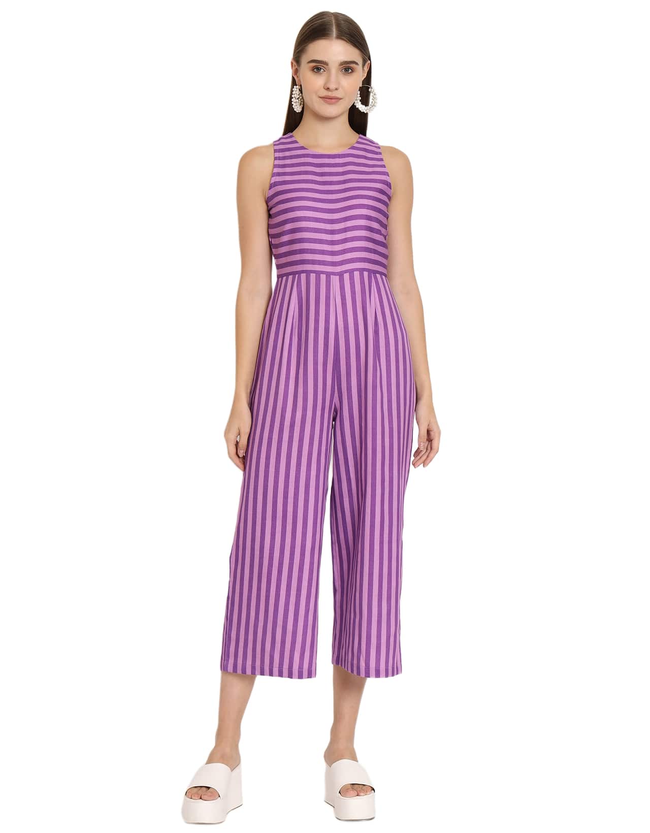 Printed Jumpsuit, Round Neck