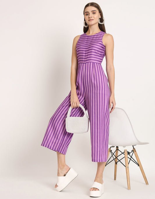 Printed Jumpsuit, Round Neck