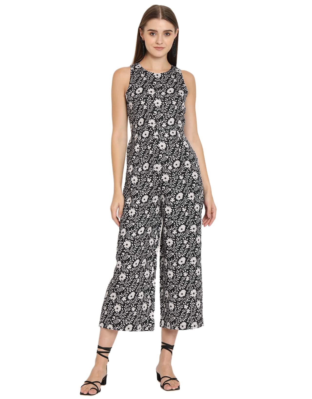 Printed Jumpsuit, Round Neck