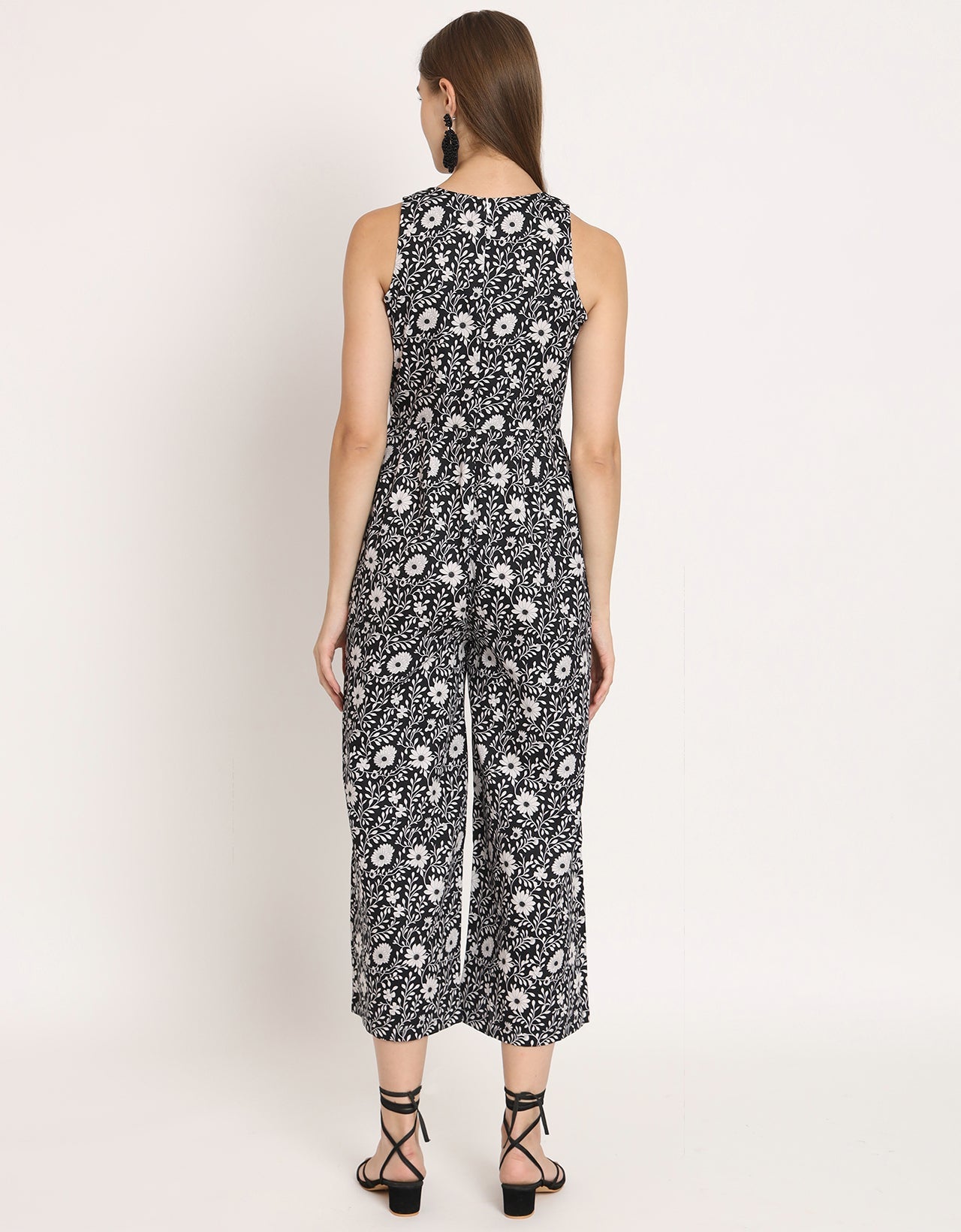Printed Jumpsuit, Round Neck