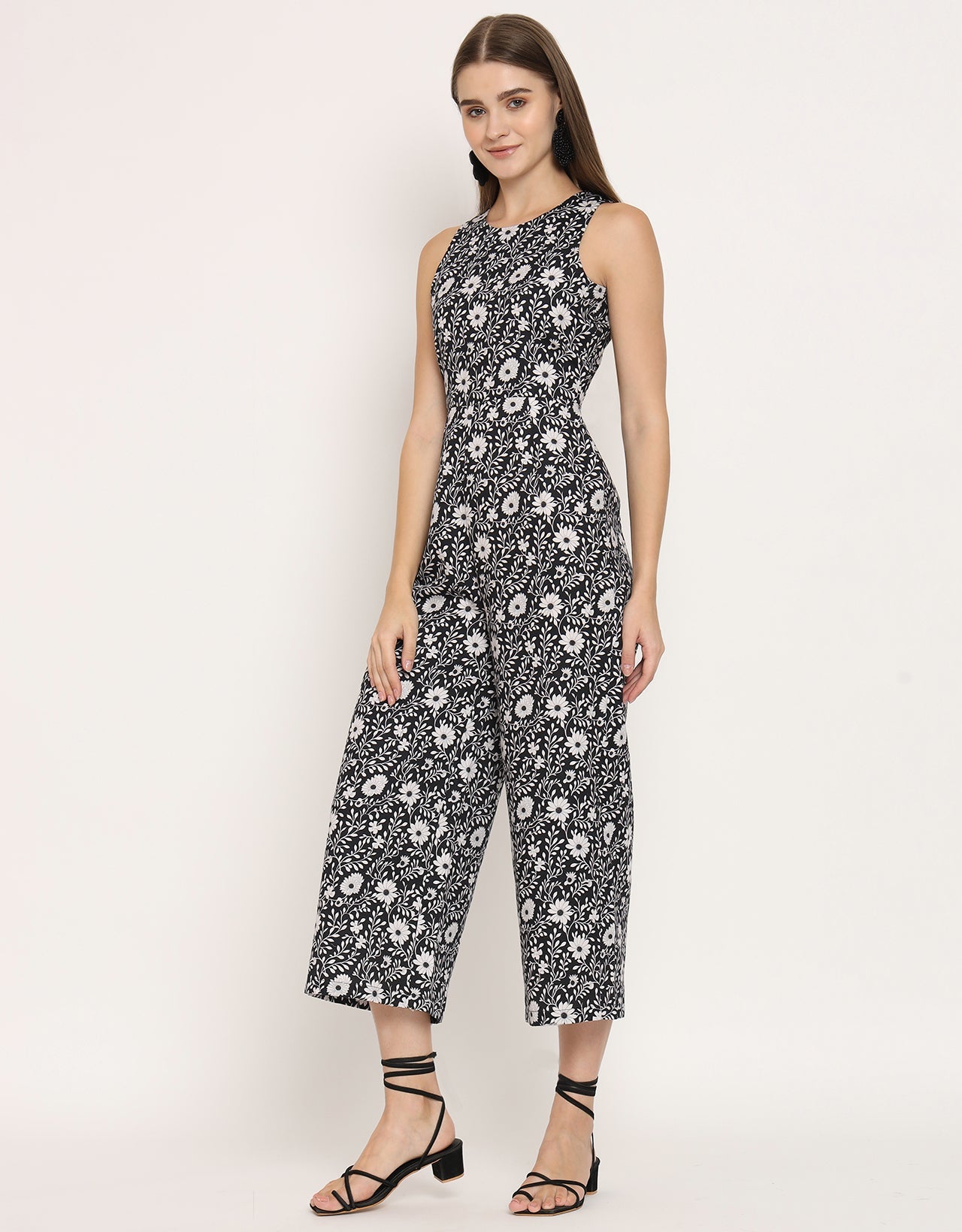Printed Jumpsuit, Round Neck