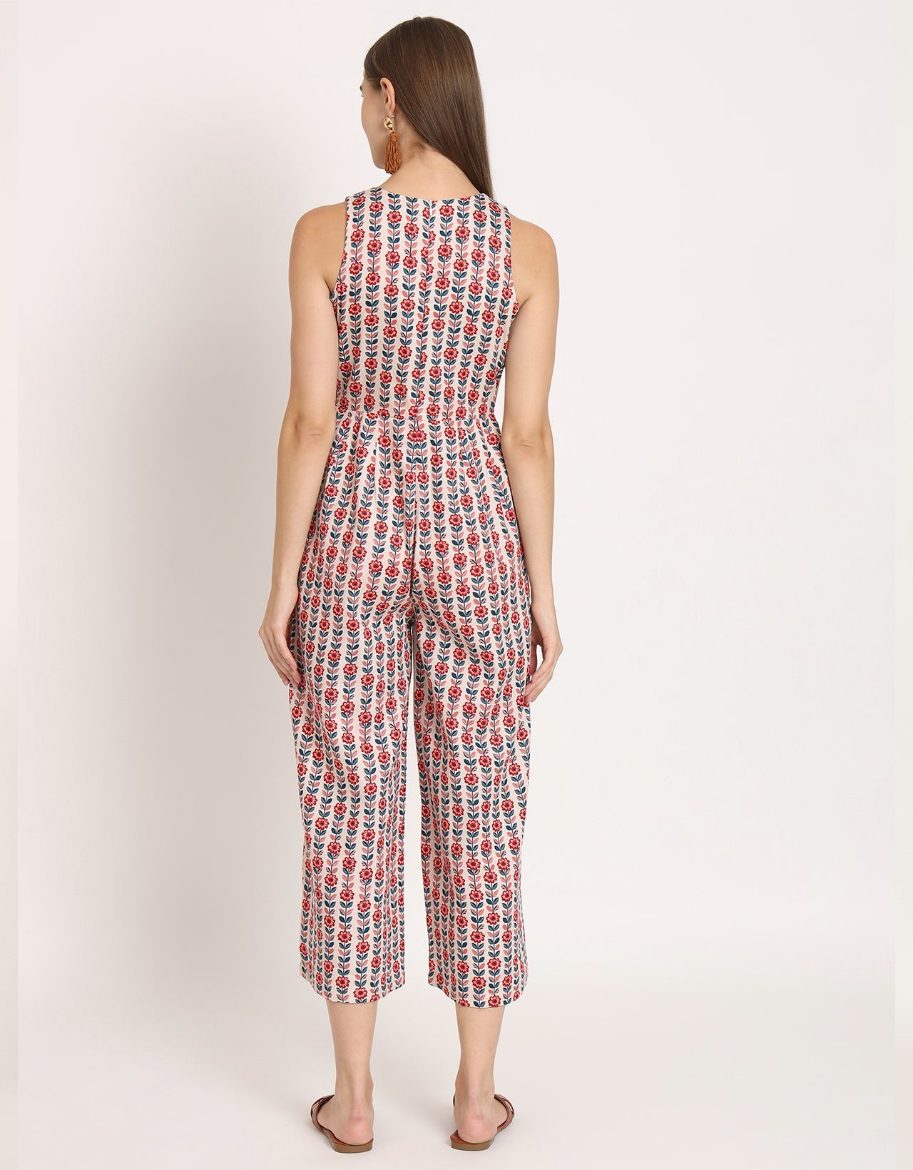 Printed Jumpsuit, Round Neck