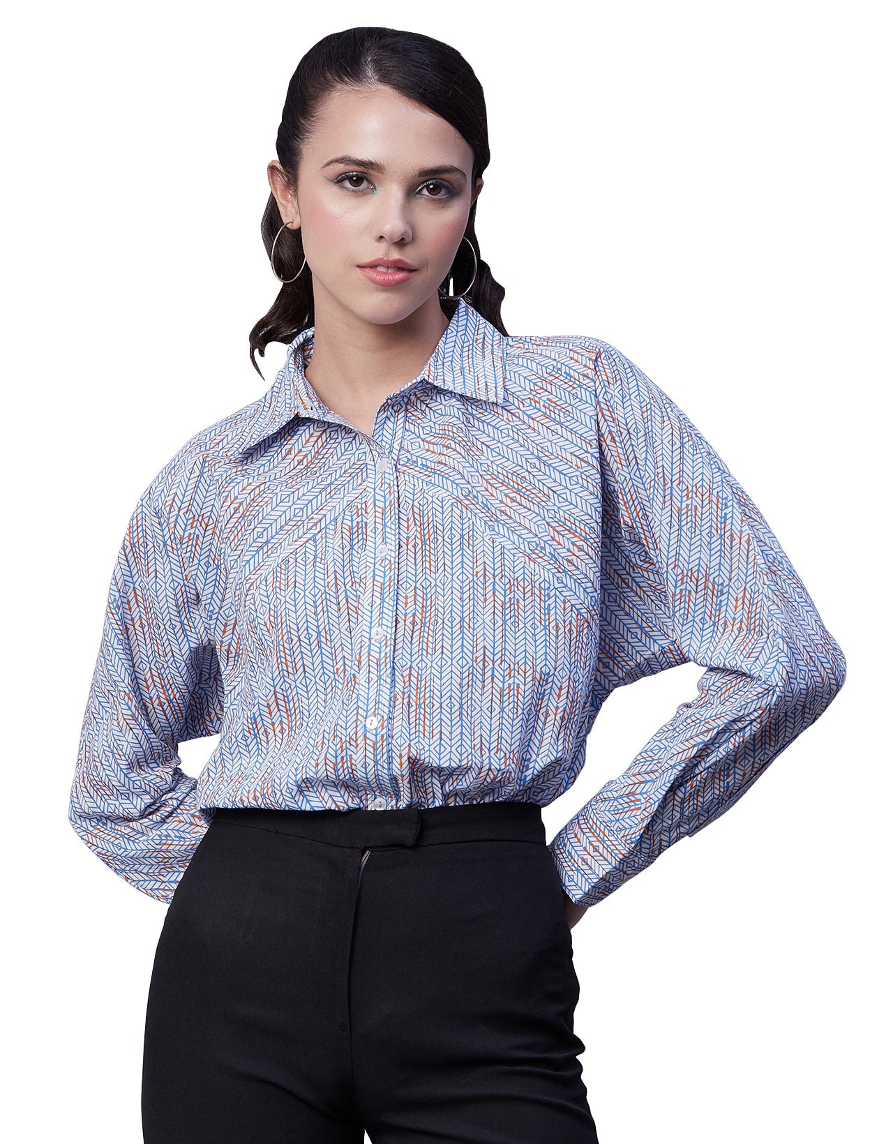 Printed Stripes Shirt, Collared