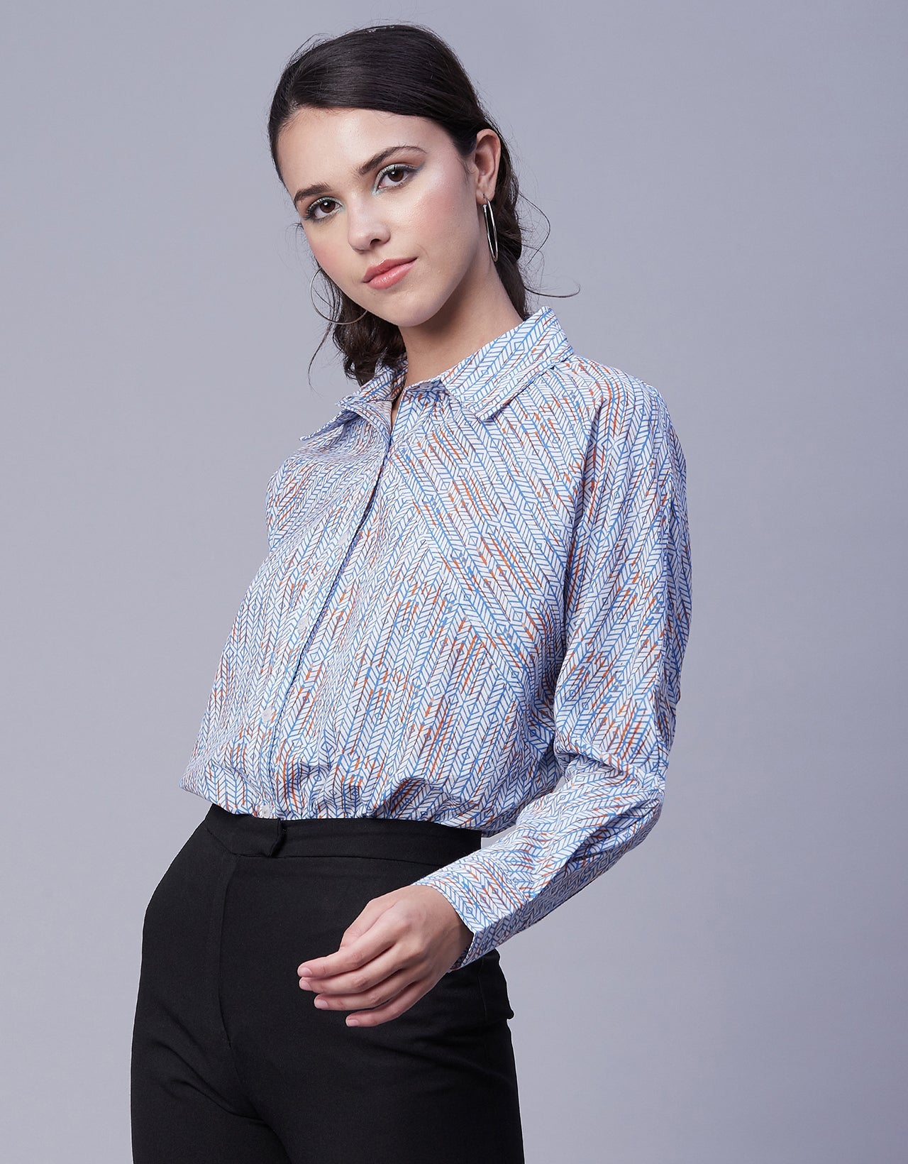 Printed Stripes Shirt, Collared