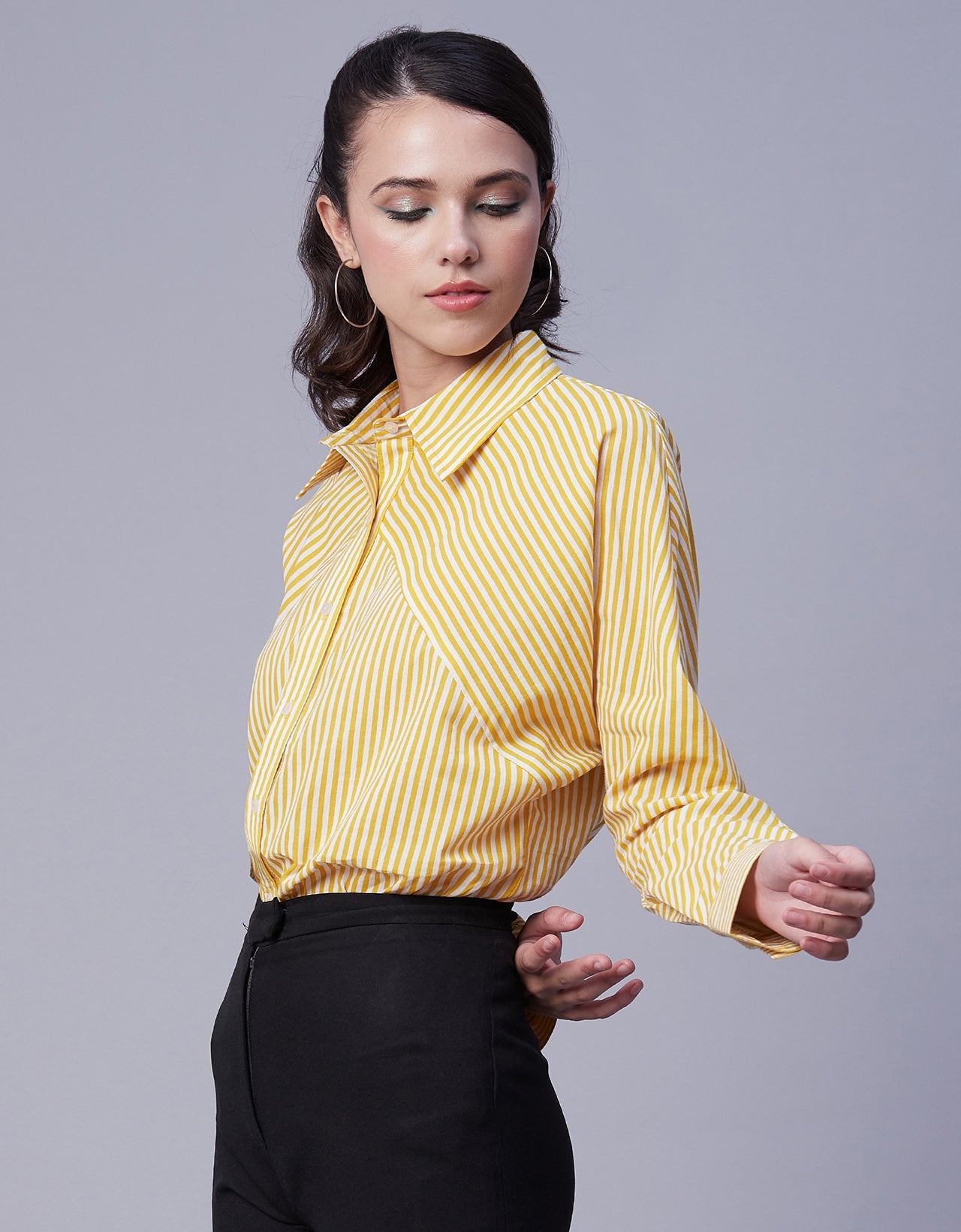 Printed Stripes Shirt, Collared