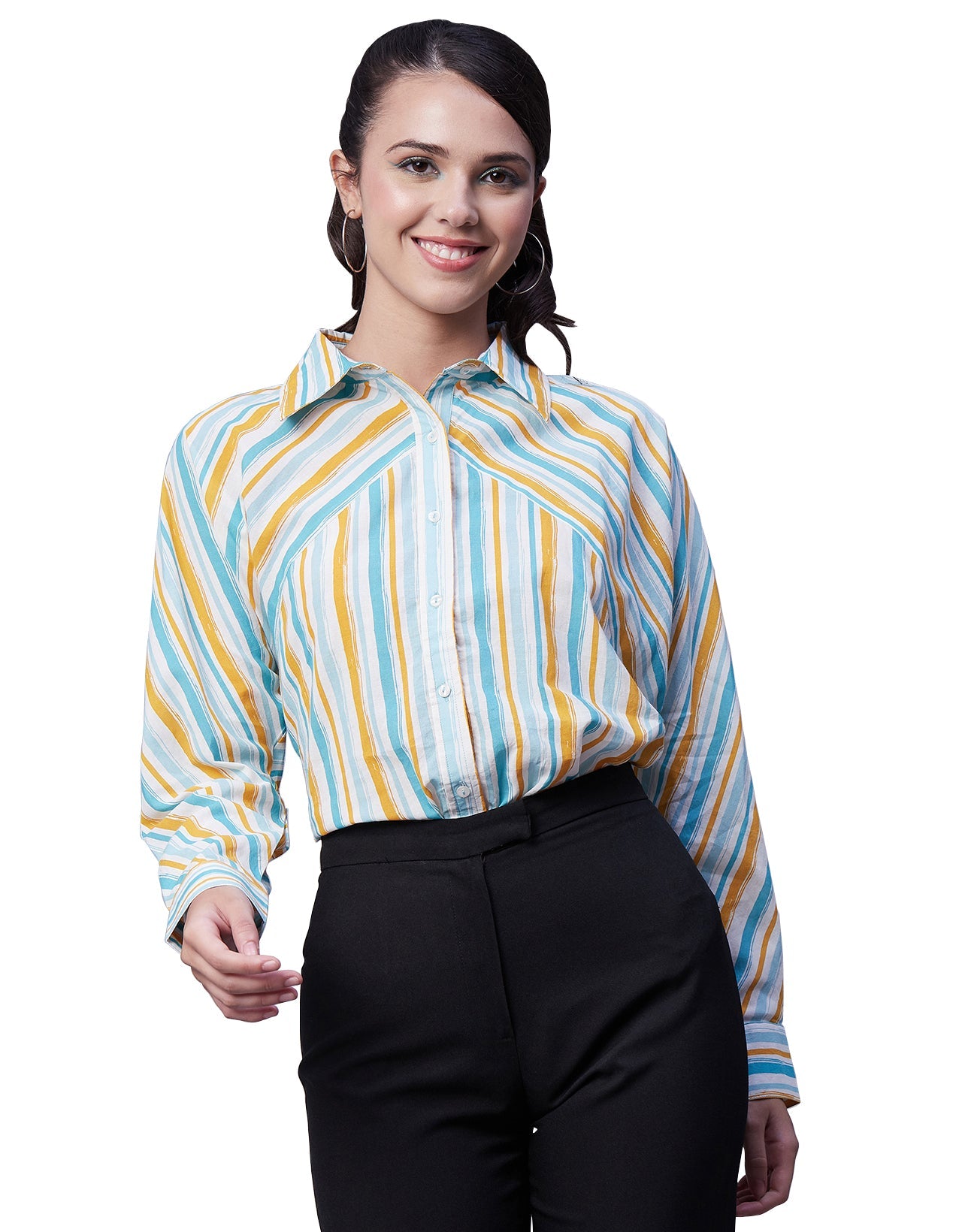 Printed Stripes Shirt, Collared