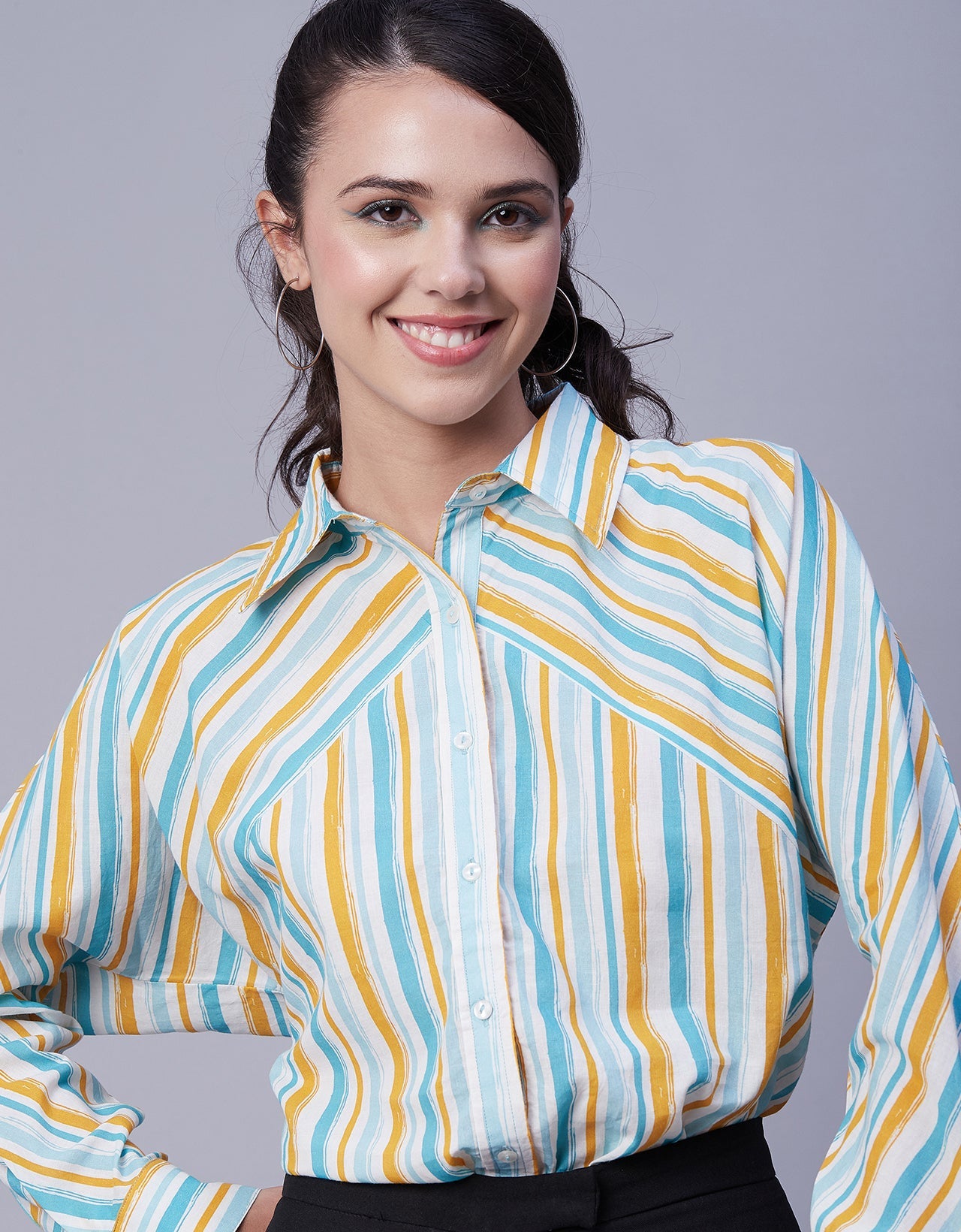 Printed Stripes Shirt, Collared