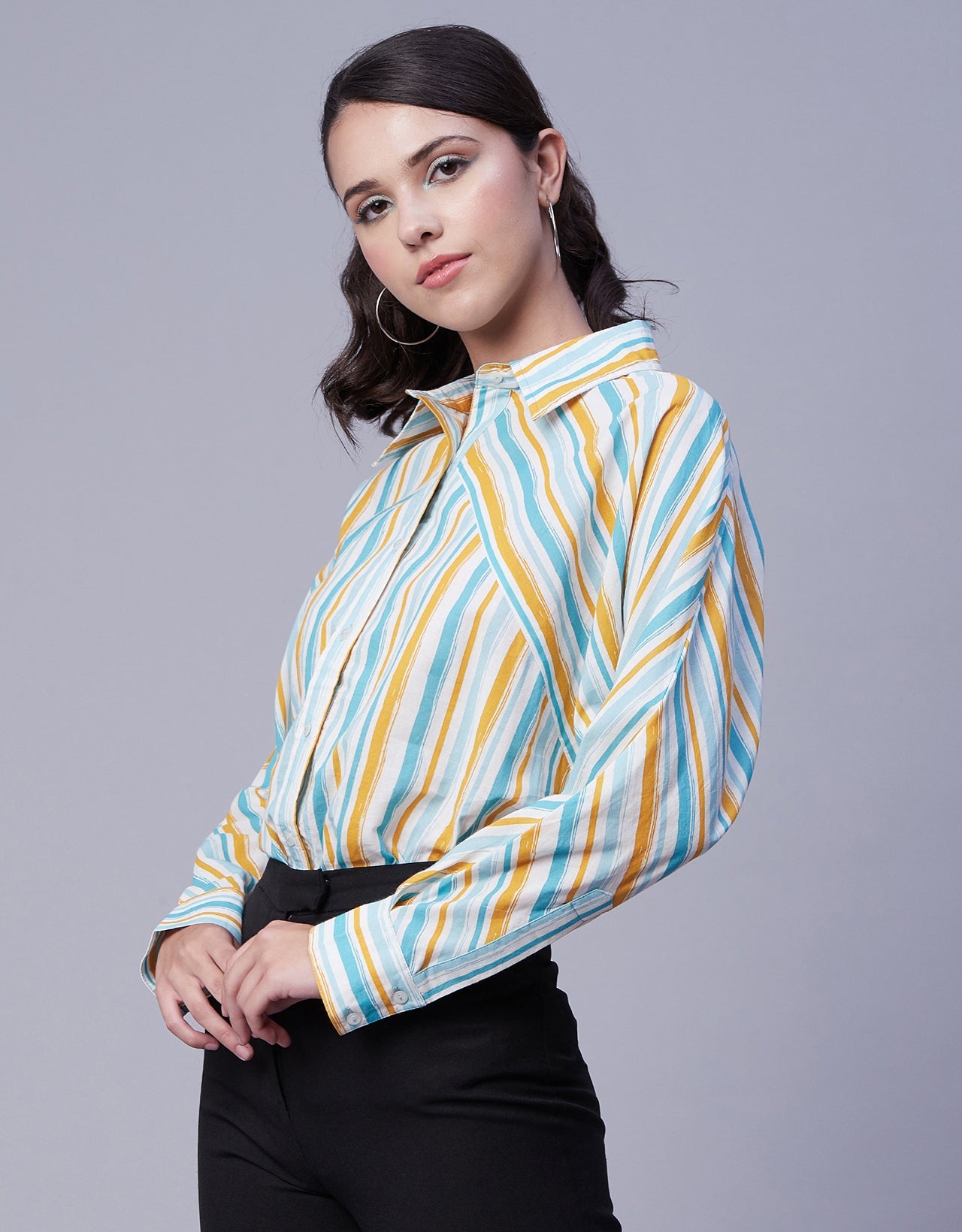 Printed Stripes Shirt, Collared