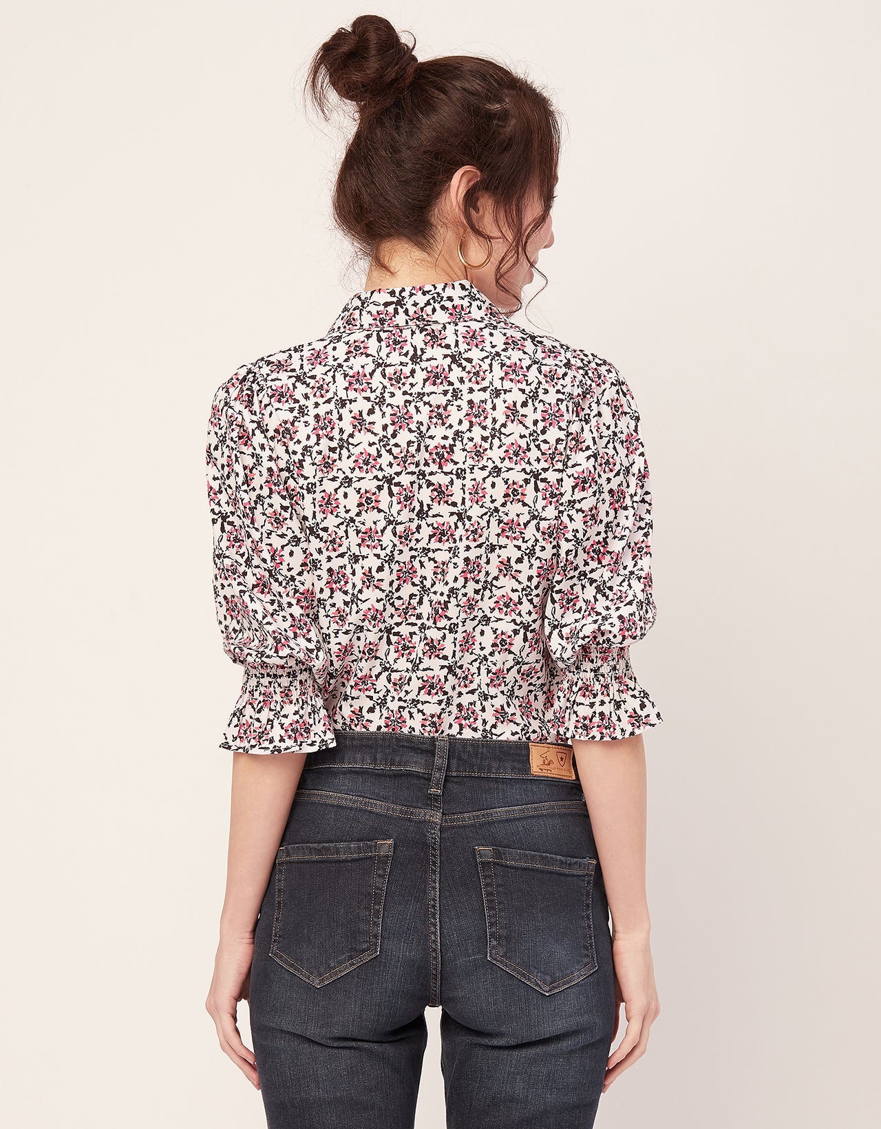 Printed Collared Tunic, Grey