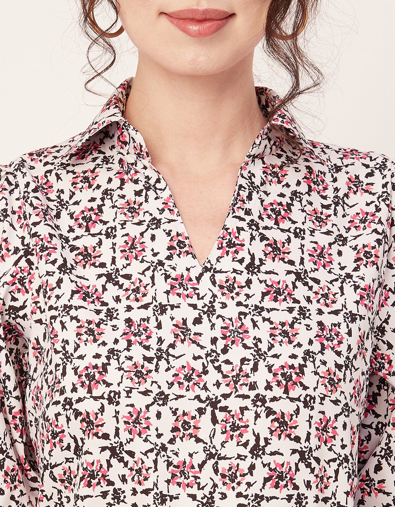 Printed Collared Tunic, Grey