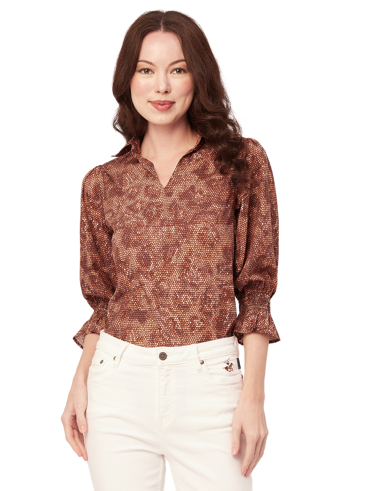 Printed Collared Tunic, Grey