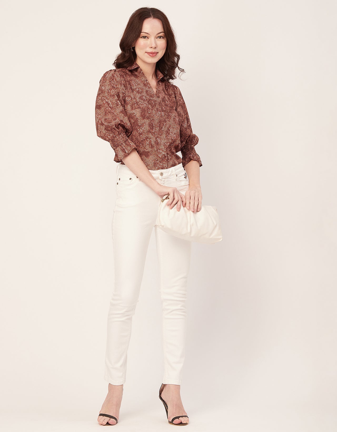 Printed Collared Tunic, Grey