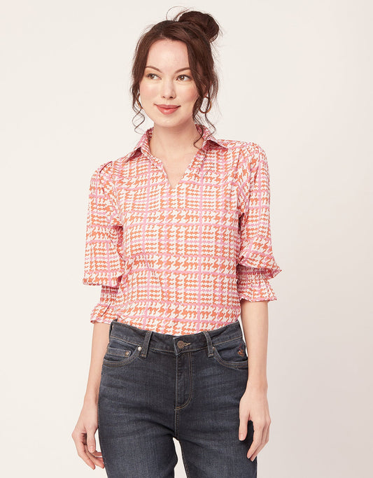 Printed Collared Tunic, Grey