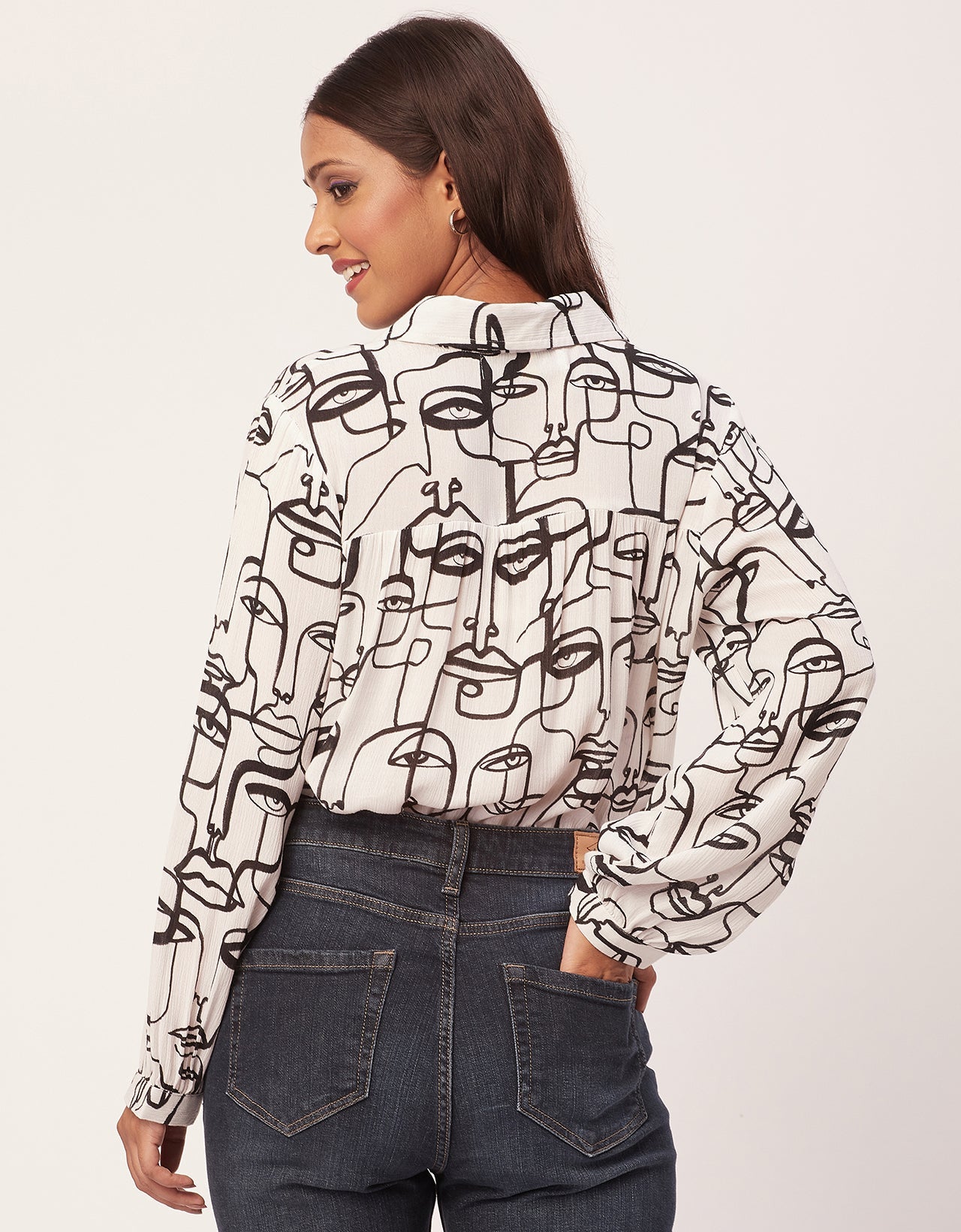 Ombre Printed Shirt, Long Sleeve