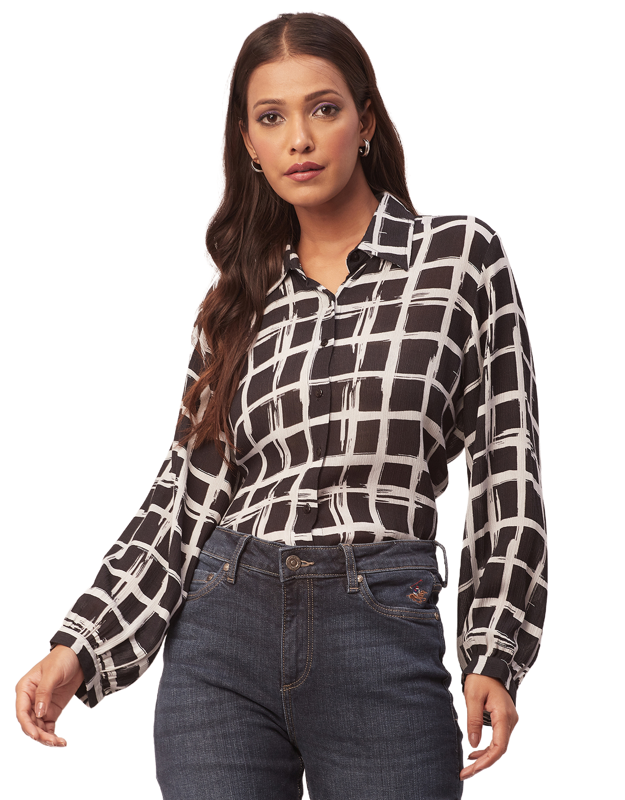 Ombre Printed Shirt, Long Sleeve