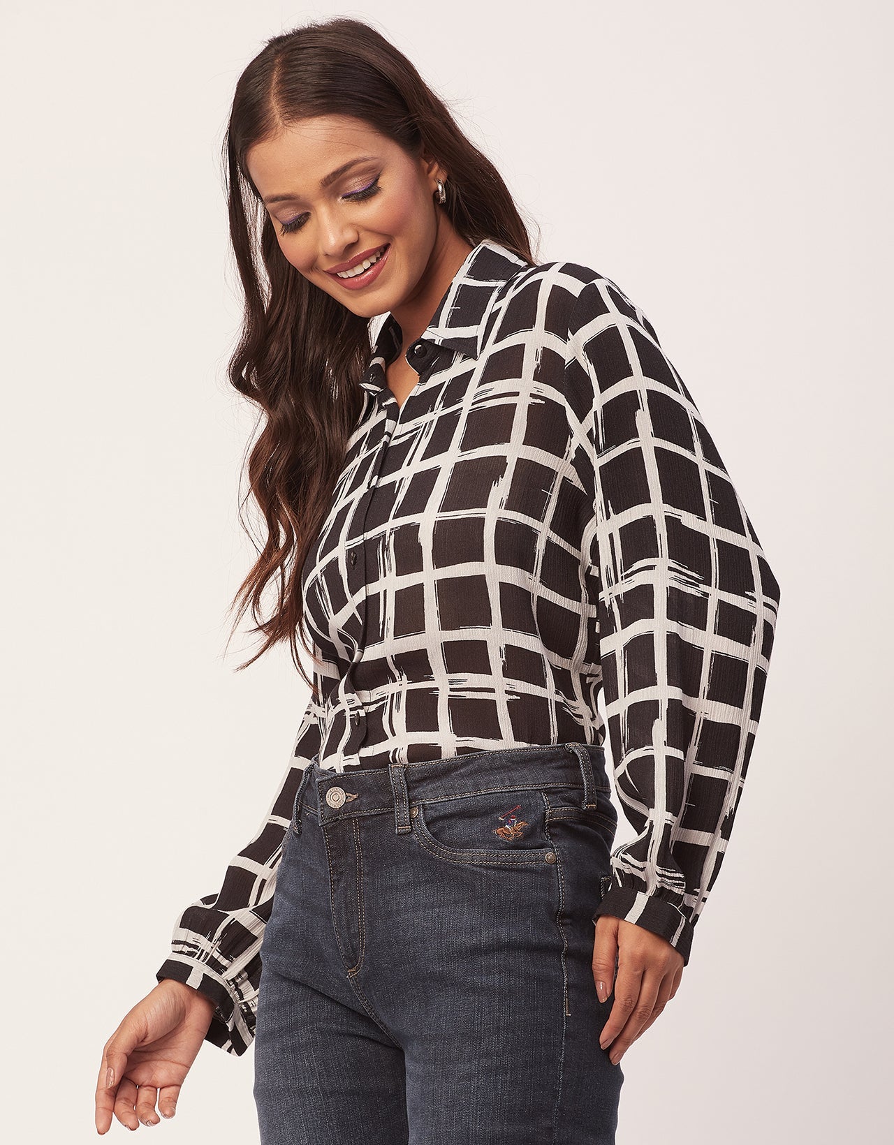 Ombre Printed Shirt, Long Sleeve