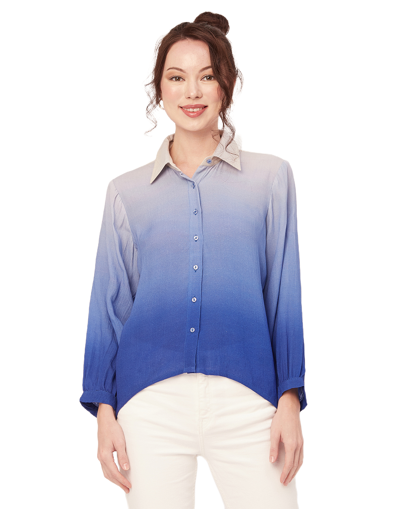 Ombre Printed Shirt, Long Sleeve