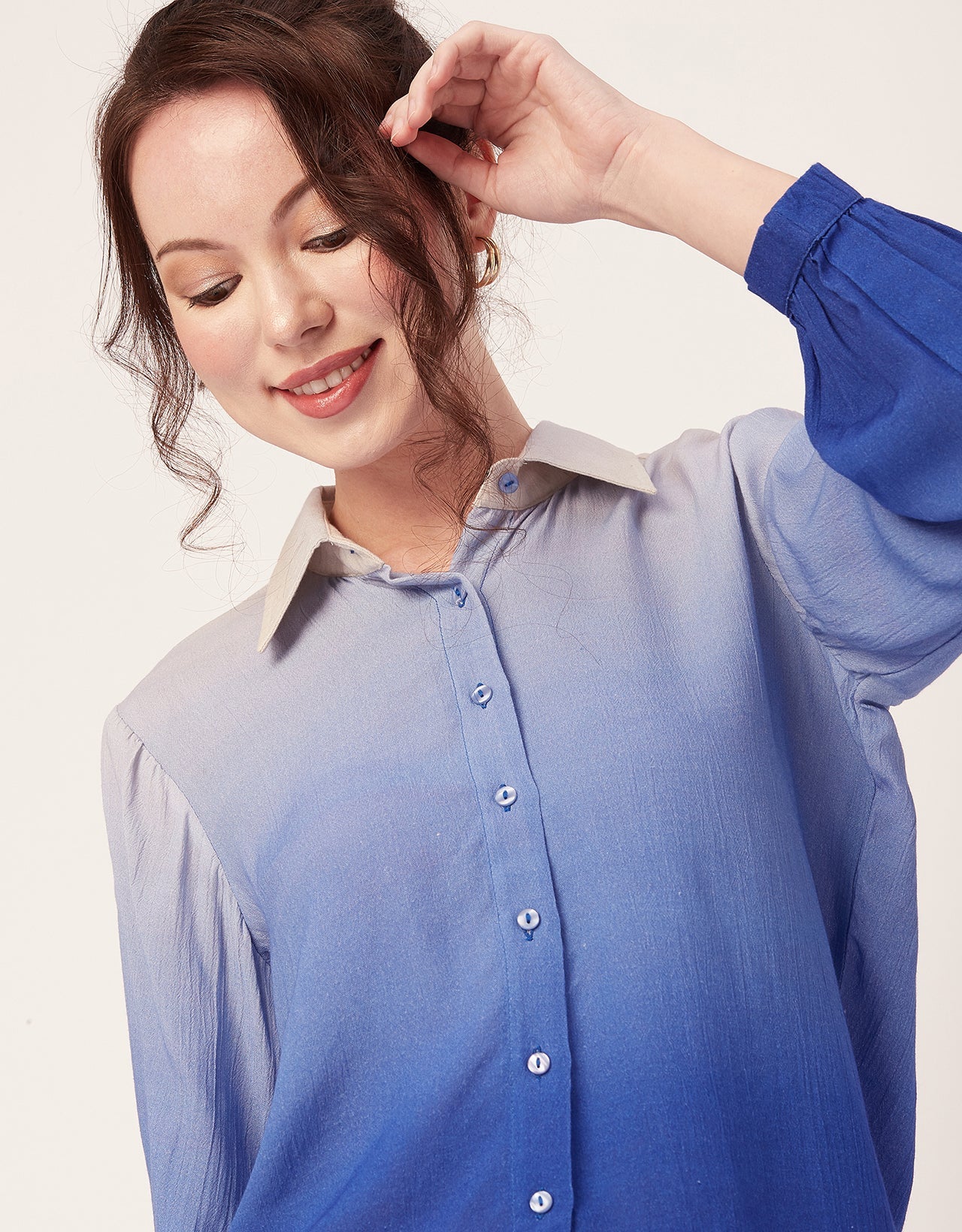 Ombre Printed Shirt, Long Sleeve