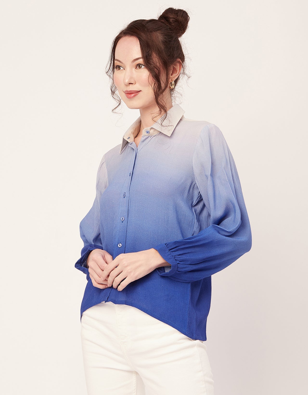 Ombre Printed Shirt, Long Sleeve