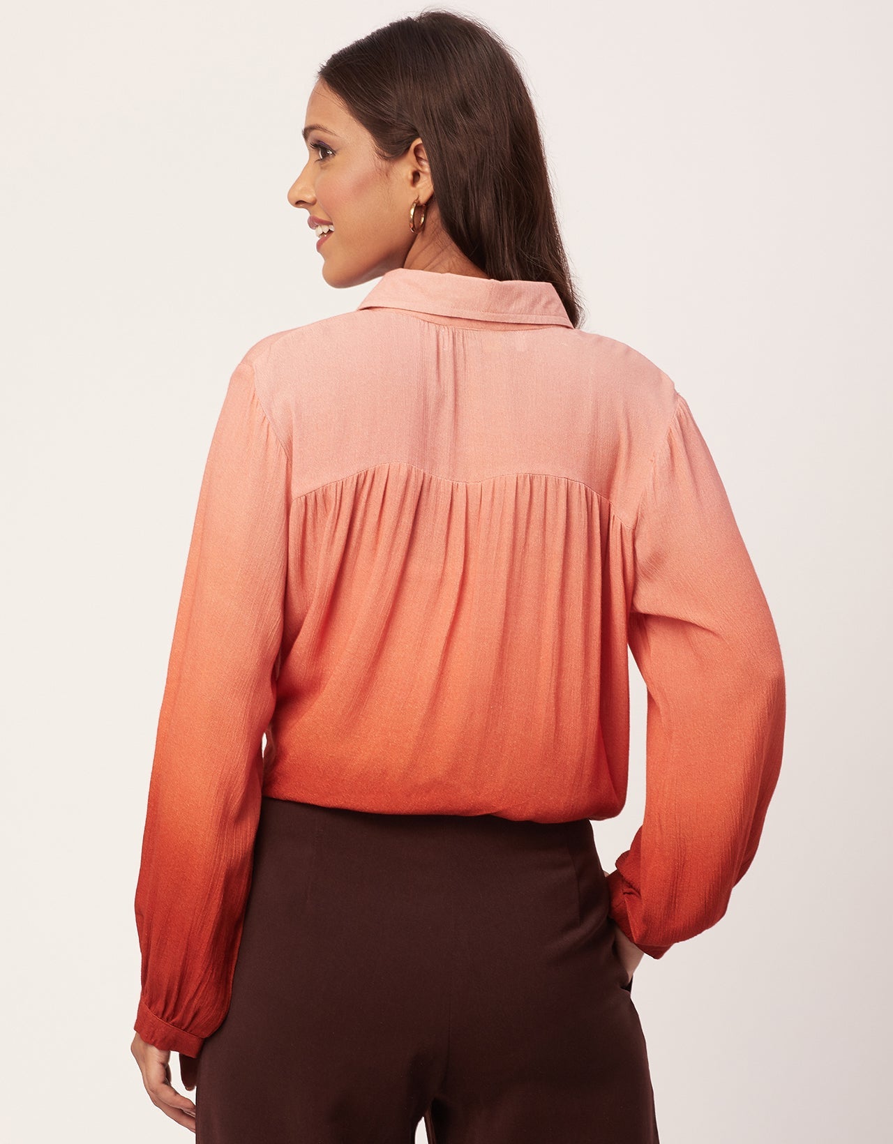 Ombre Printed Shirt, Long Sleeve